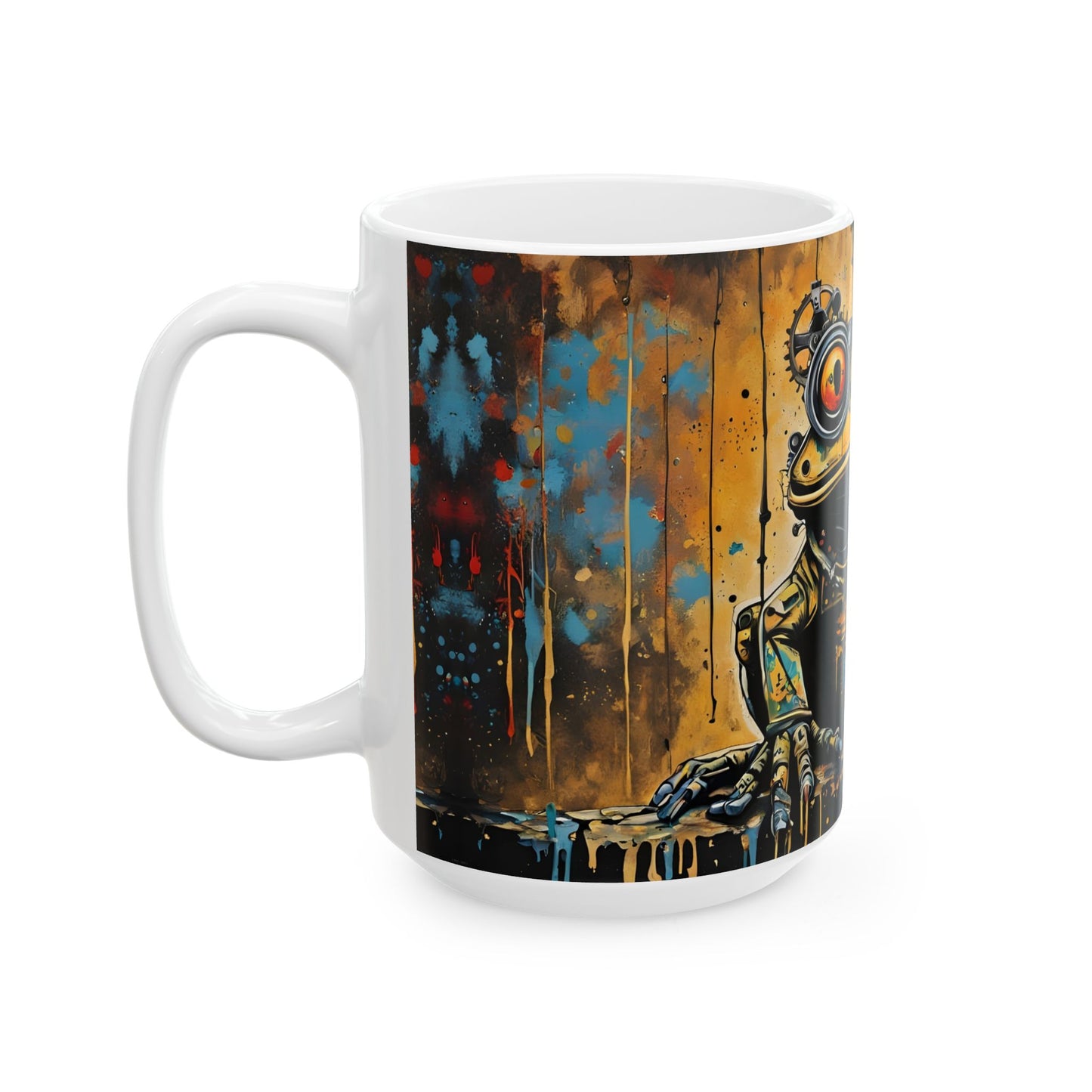 Quirky Frog Lover Mug - Toadrick Grimewell Steampunk Coffee Cup, Unique Ceramic Frog Mug, Cool Frog Gift, Fantasy Steampunk Drinkware