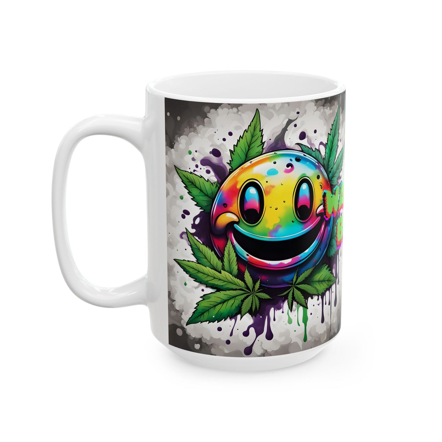 Wake N' Bake Psychedelic Mug | Colorful Cannabis Design | White Ceramic Coffee Cup 11oz/15oz