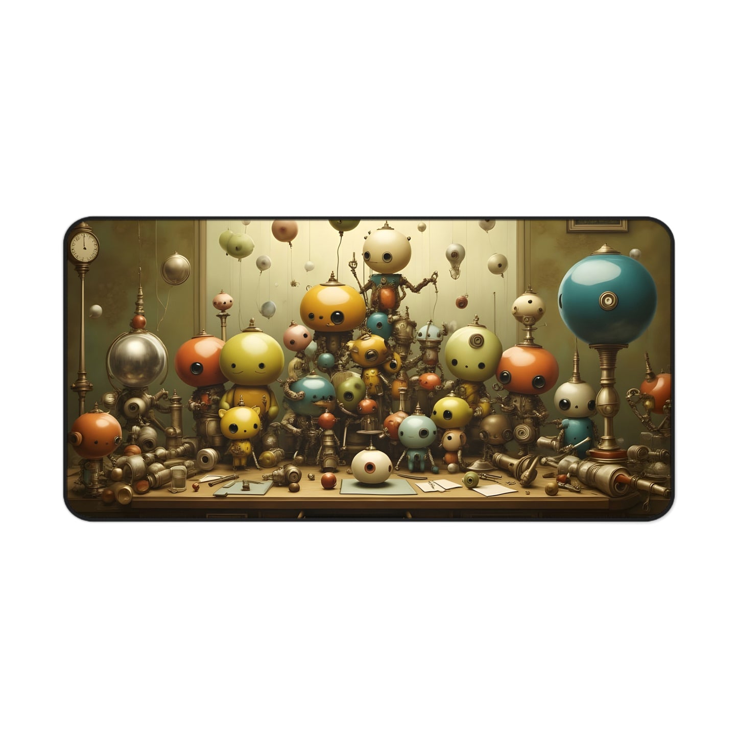 Whimsical Robot Desk Mat - Playful Office Decor, Gift for Gamers, Home Office Accessories, Fun Desk Pads, Unique Mouse Pad