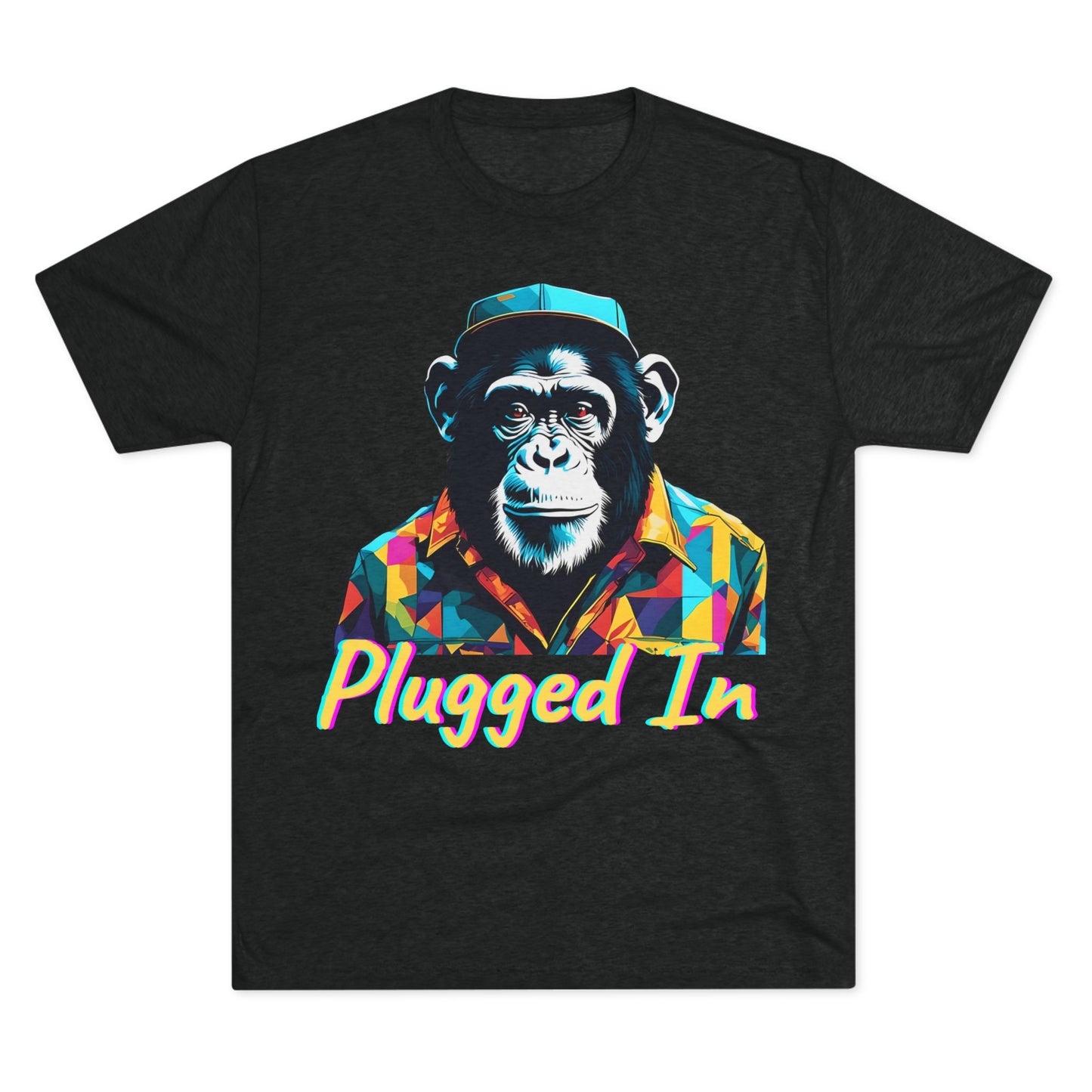 Plugged In Chimp TShirt Bold and Colorful Urban Streetwear Trap or Cap Brand
