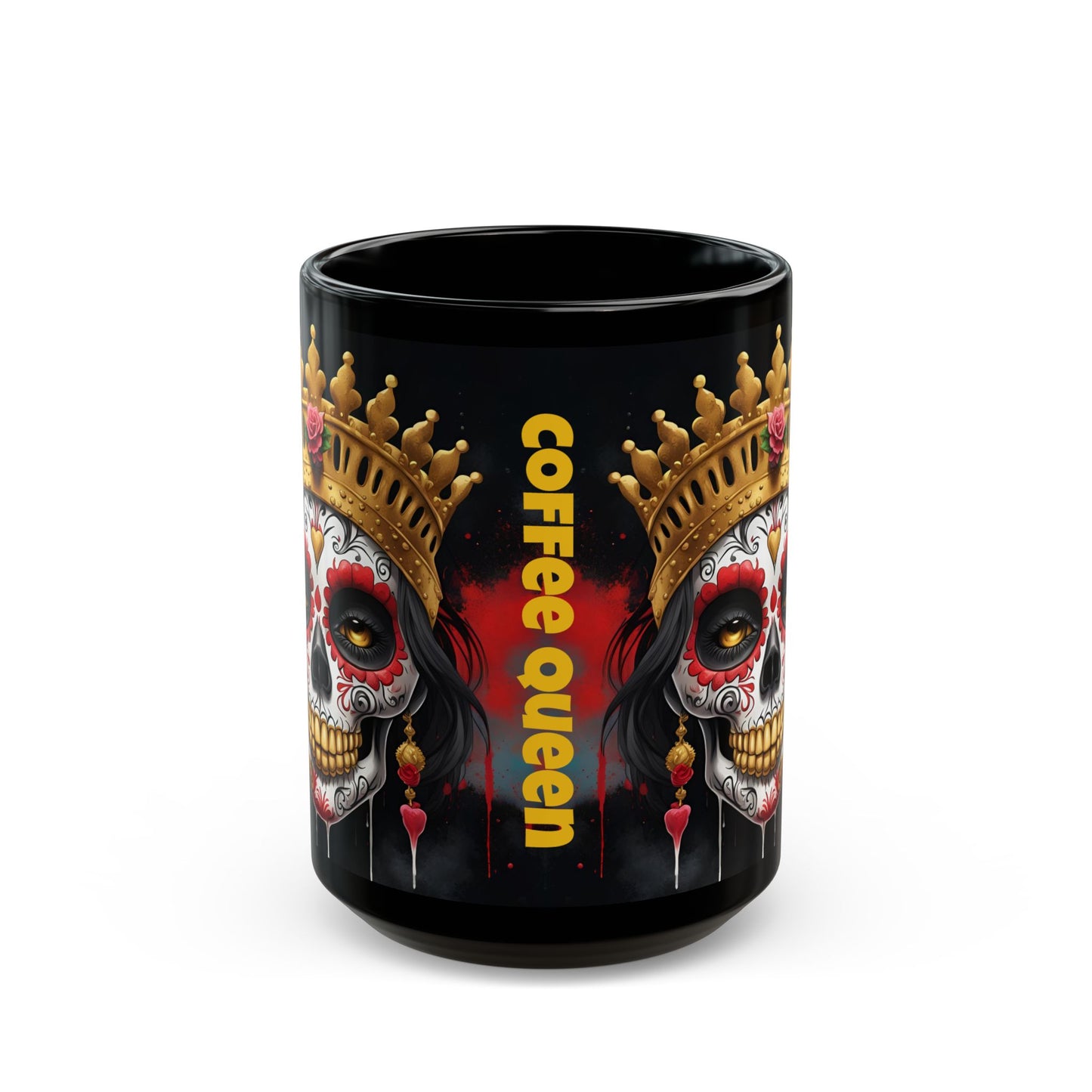 Coffee Queen Sugar Skull Mug: Gothic Halloween Decor (11oz or 15oz)