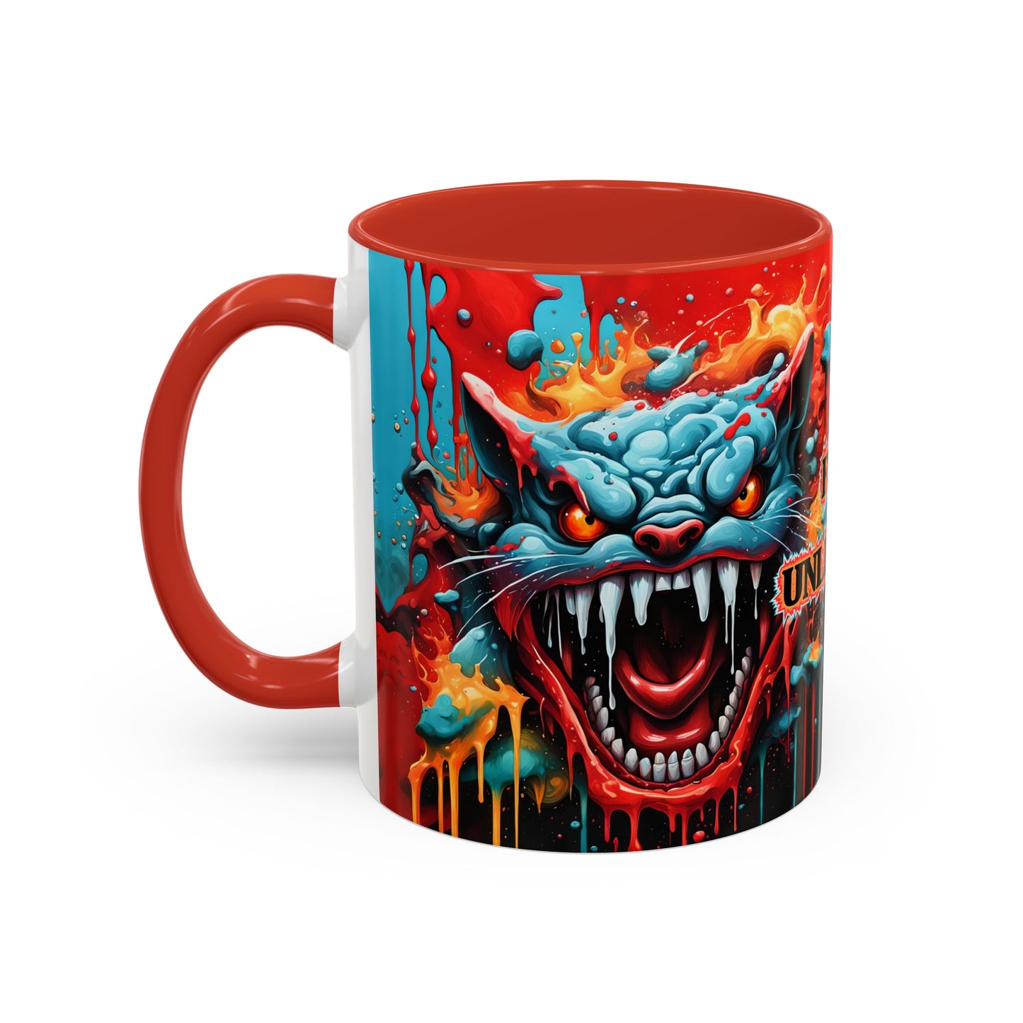 Psychedelic Cat Mug: Vibrant Fierce Feline Art Coffee Cup