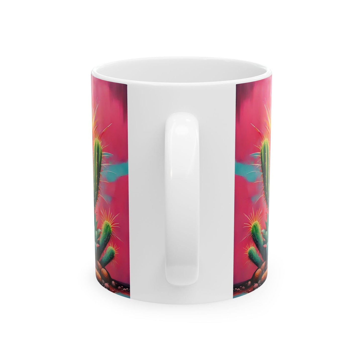 Route 66 Cactus Coffee Mug – Southwest Desert Travel Design, 11oz & 15oz Ceramic Cup