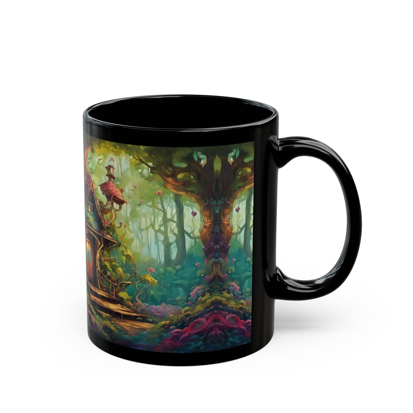 Enchanted Forest Cottage Mug: Whimsical Coffee Cup with Hidden Message