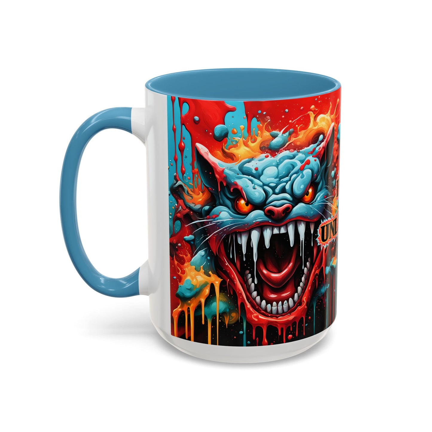 Psychedelic Cat Mug: Vibrant Fierce Feline Art Coffee Cup