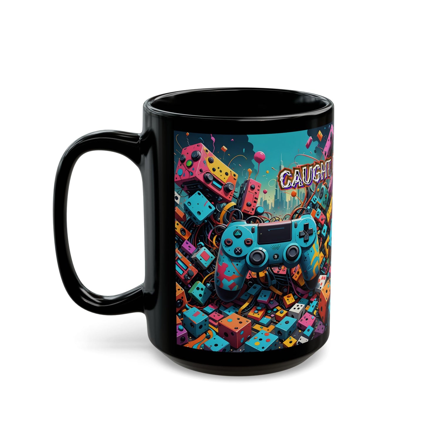 Gamer's Black Coffee Mug: Caught in the Game Design