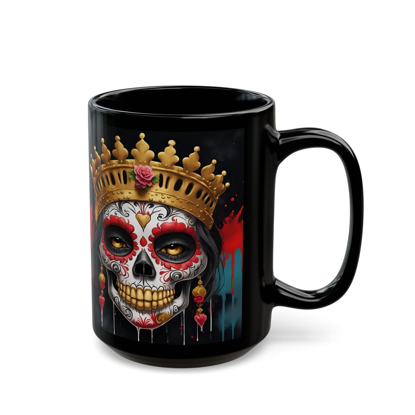 Coffee Queen Sugar Skull Mug: Gothic Halloween Decor (11oz or 15oz)