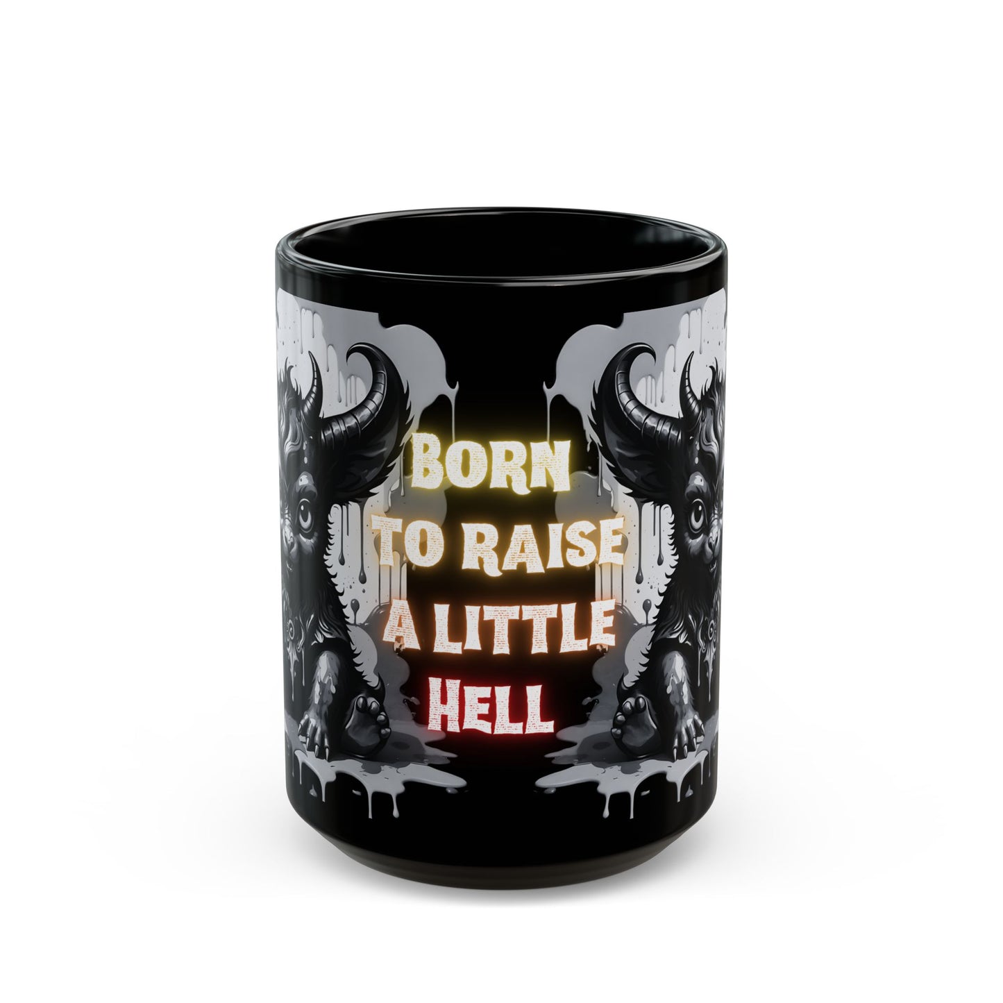 Gothic Demon Mug | Born to Raise a Little Hell | Unique Ceramic Coffee Cup