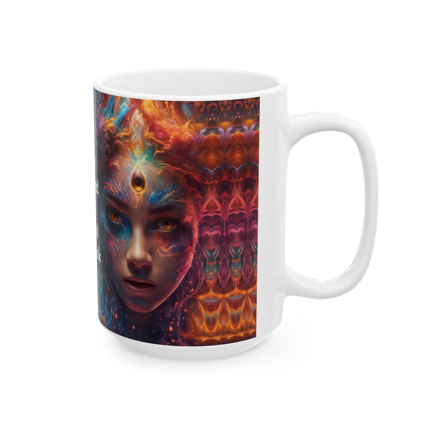Psychedelic Art Coffee Mug: Bohemian Ceramic Cup, Quiet the Mind Design
