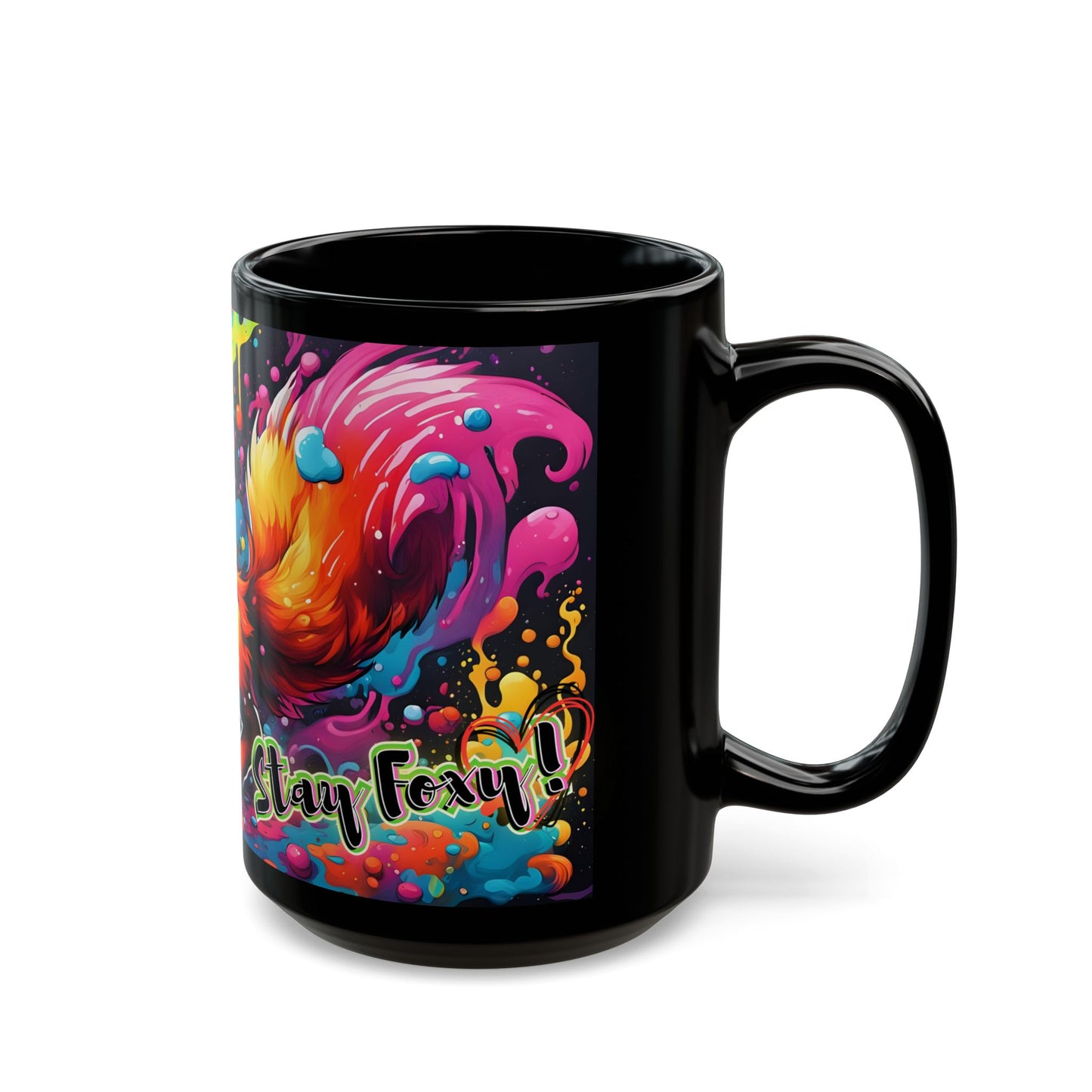 Neon Fox Coffee Mug – Psychedelic Animal Design, 11oz & 15oz Ceramic Cup