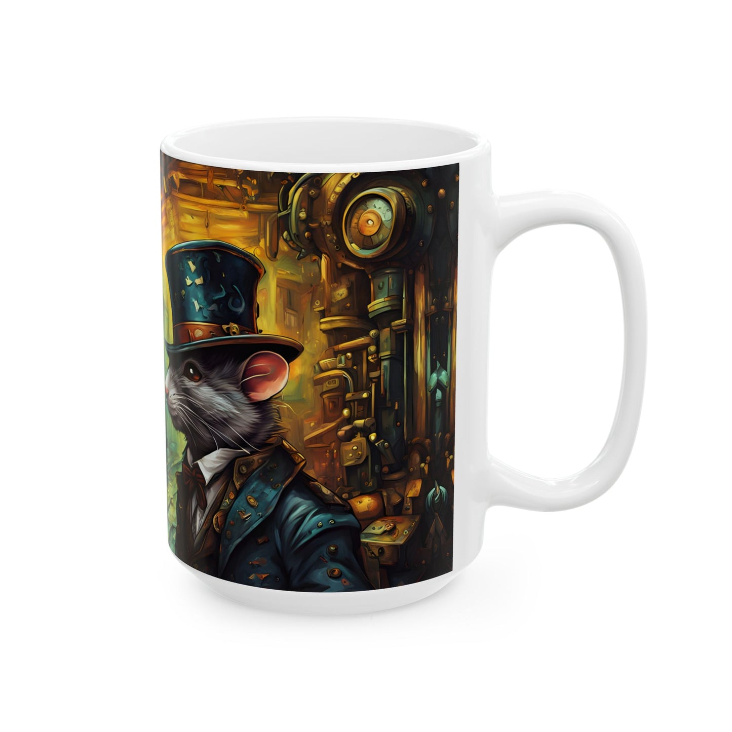 Steampunk Rat Ceramic Mug, Whimsical Coffee Cup for Animal Lovers, Unique Gift for Birthdays, Home Decor, Tea Lovers - Remy & Basil
