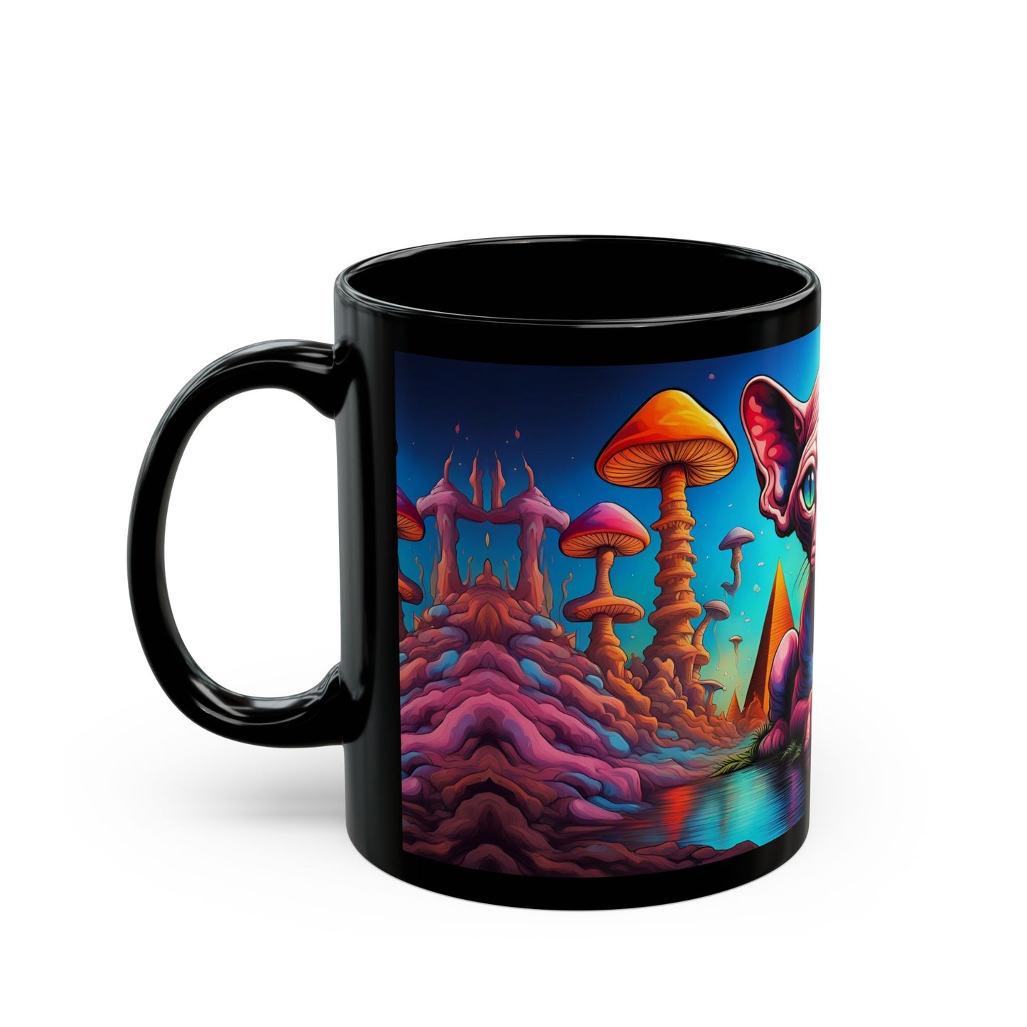 Psychedelic Sphynx Cat Mug – Trippy Hairless Cat Art