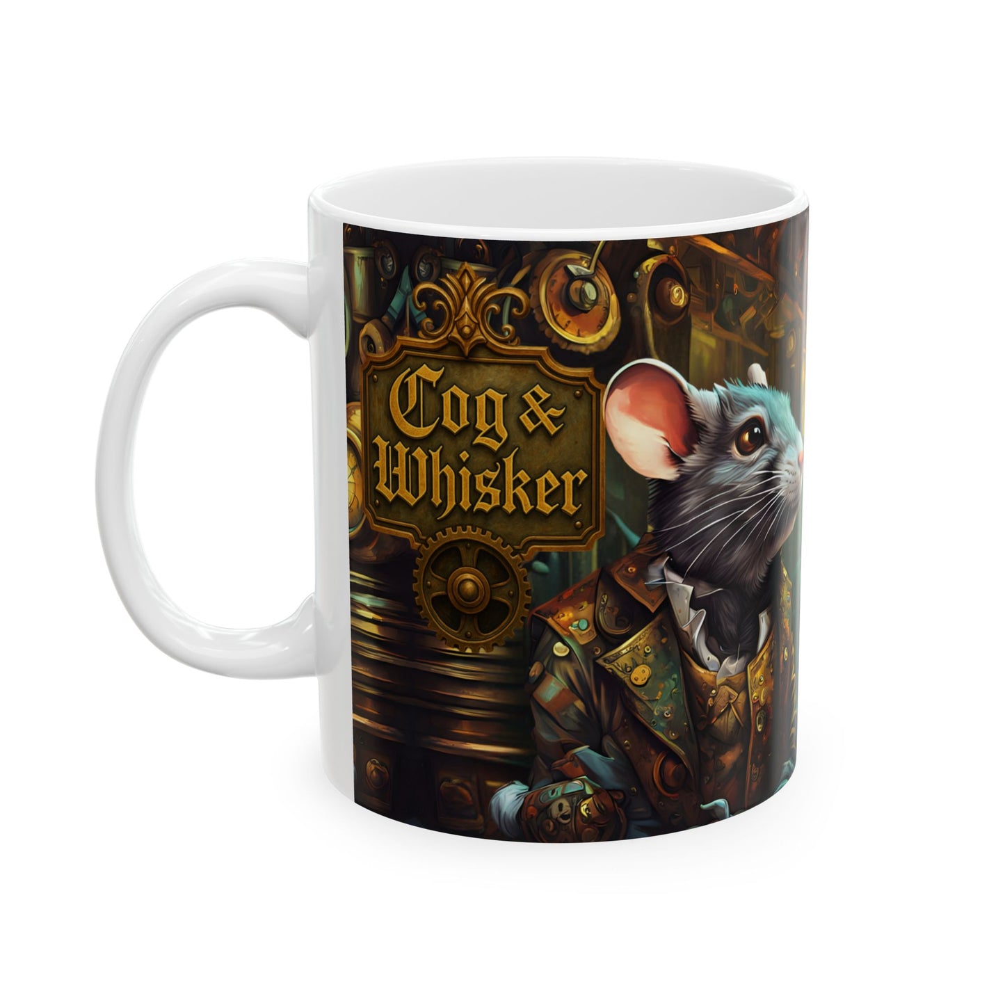 Steampunk Rat Ceramic Mug, Whimsical Coffee Cup for Animal Lovers, Unique Gift for Birthdays, Home Decor, Tea Lovers - Remy & Basil