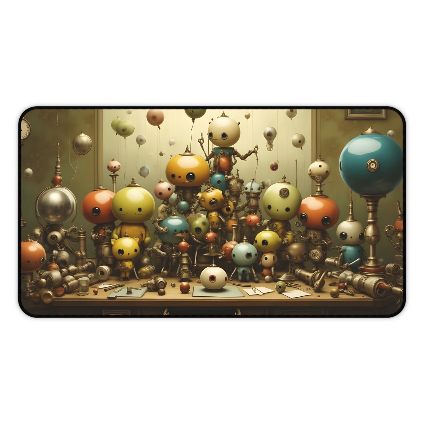 Whimsical Robot Desk Mat - Playful Office Decor, Gift for Gamers, Home Office Accessories, Fun Desk Pads, Unique Mouse Pad