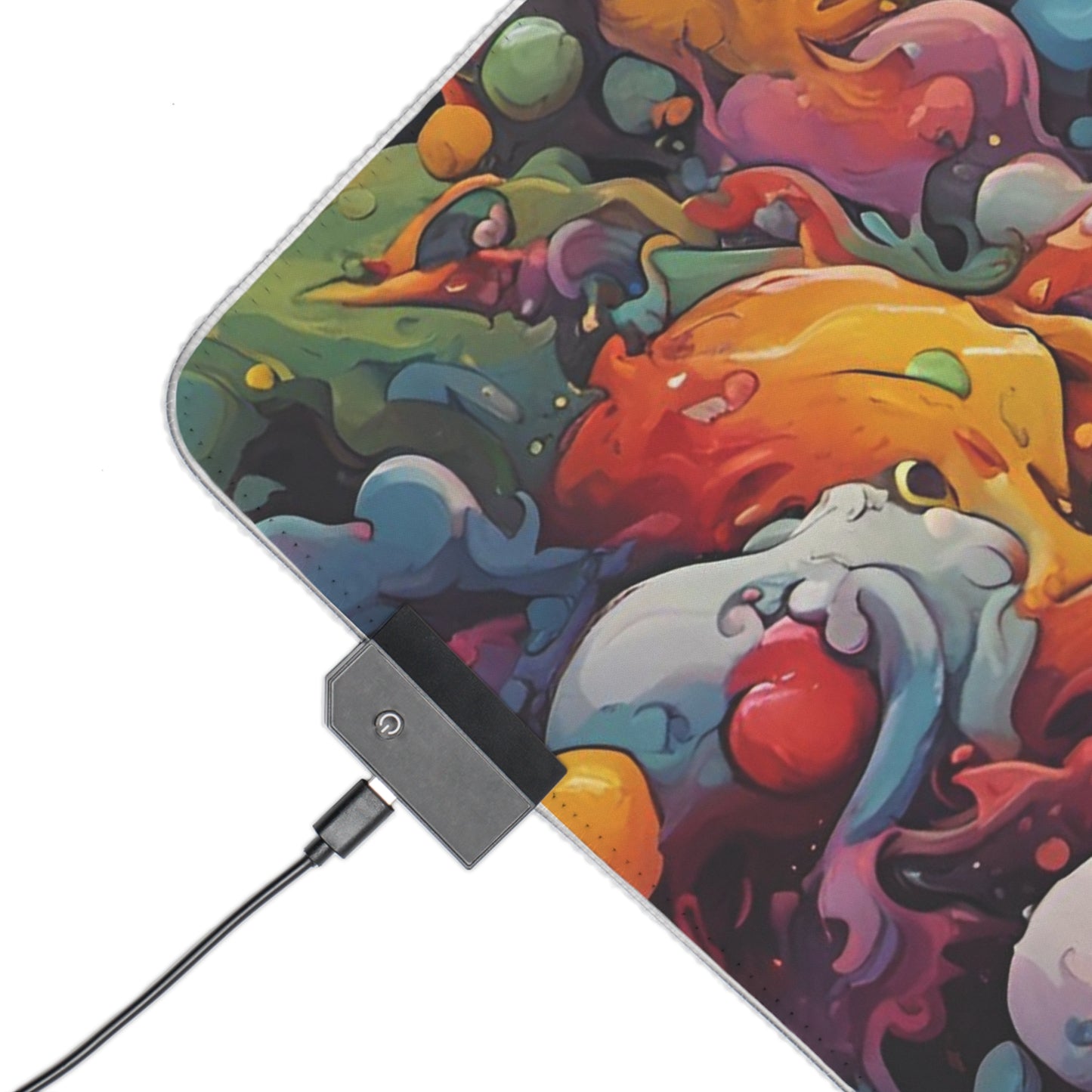Mr. Happy Chaos RGB Gaming Mouse Pad: Large LED Desk Mat