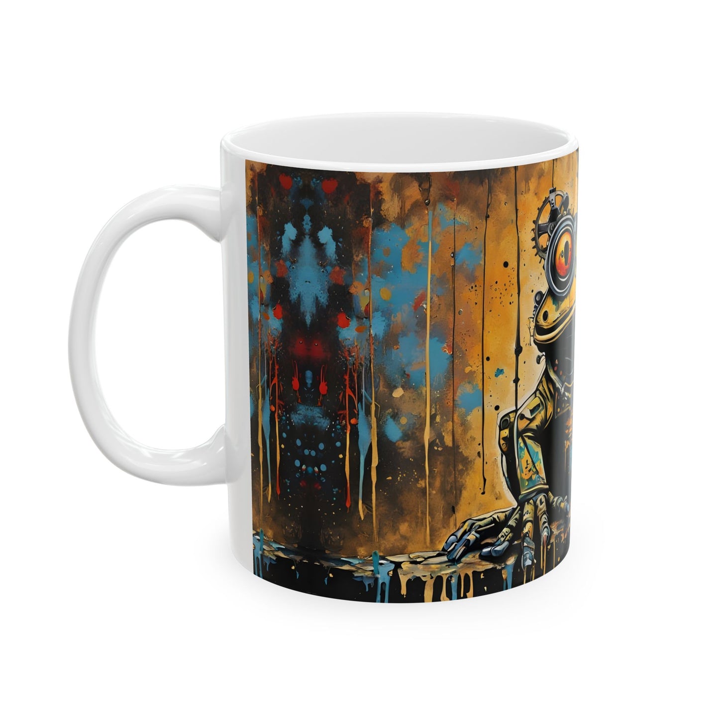 Quirky Frog Lover Mug - Toadrick Grimewell Steampunk Coffee Cup, Unique Ceramic Frog Mug, Cool Frog Gift, Fantasy Steampunk Drinkware