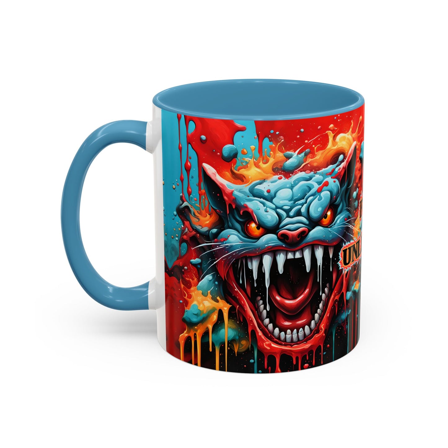 Psychedelic Cat Mug: Vibrant Fierce Feline Art Coffee Cup