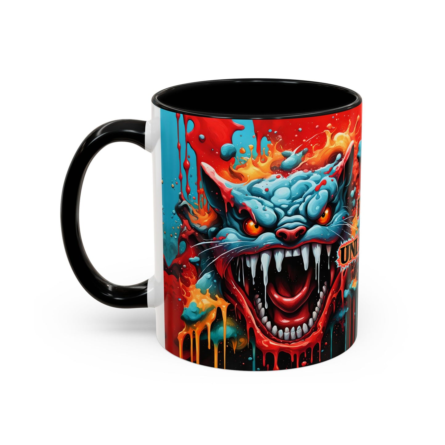 Psychedelic Cat Mug: Vibrant Fierce Feline Art Coffee Cup