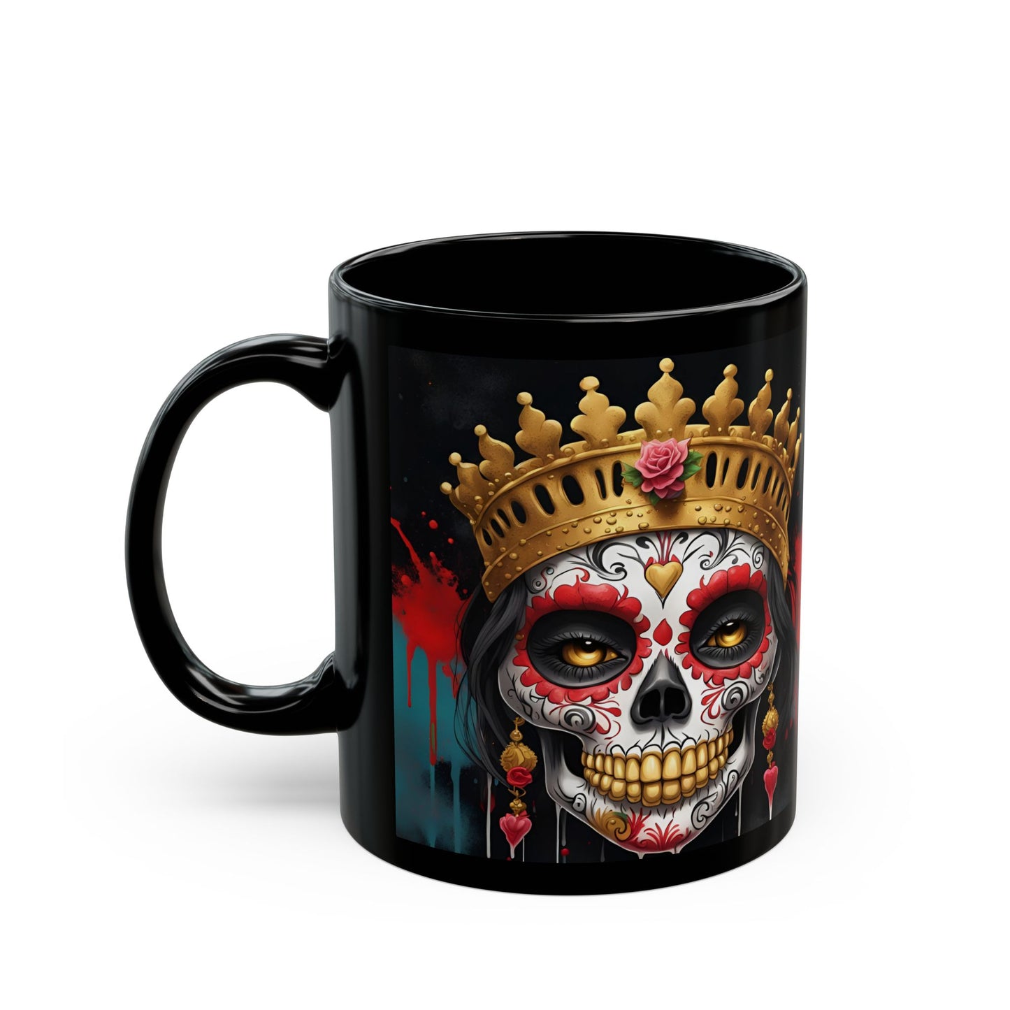Coffee Queen Sugar Skull Mug: Gothic Halloween Decor (11oz or 15oz)