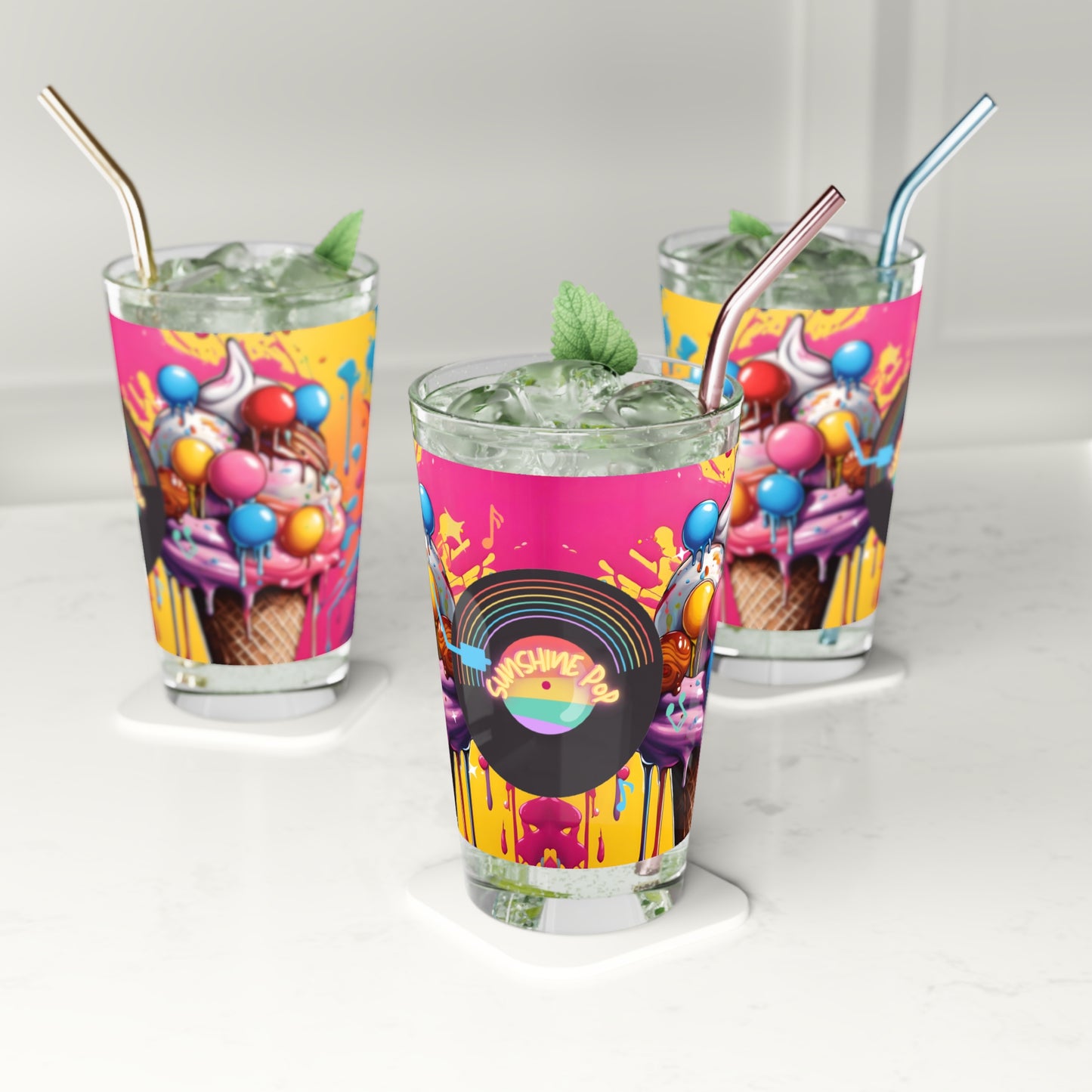 Ice-cream & Lollipops Splash Art Pint Glass (16oz)