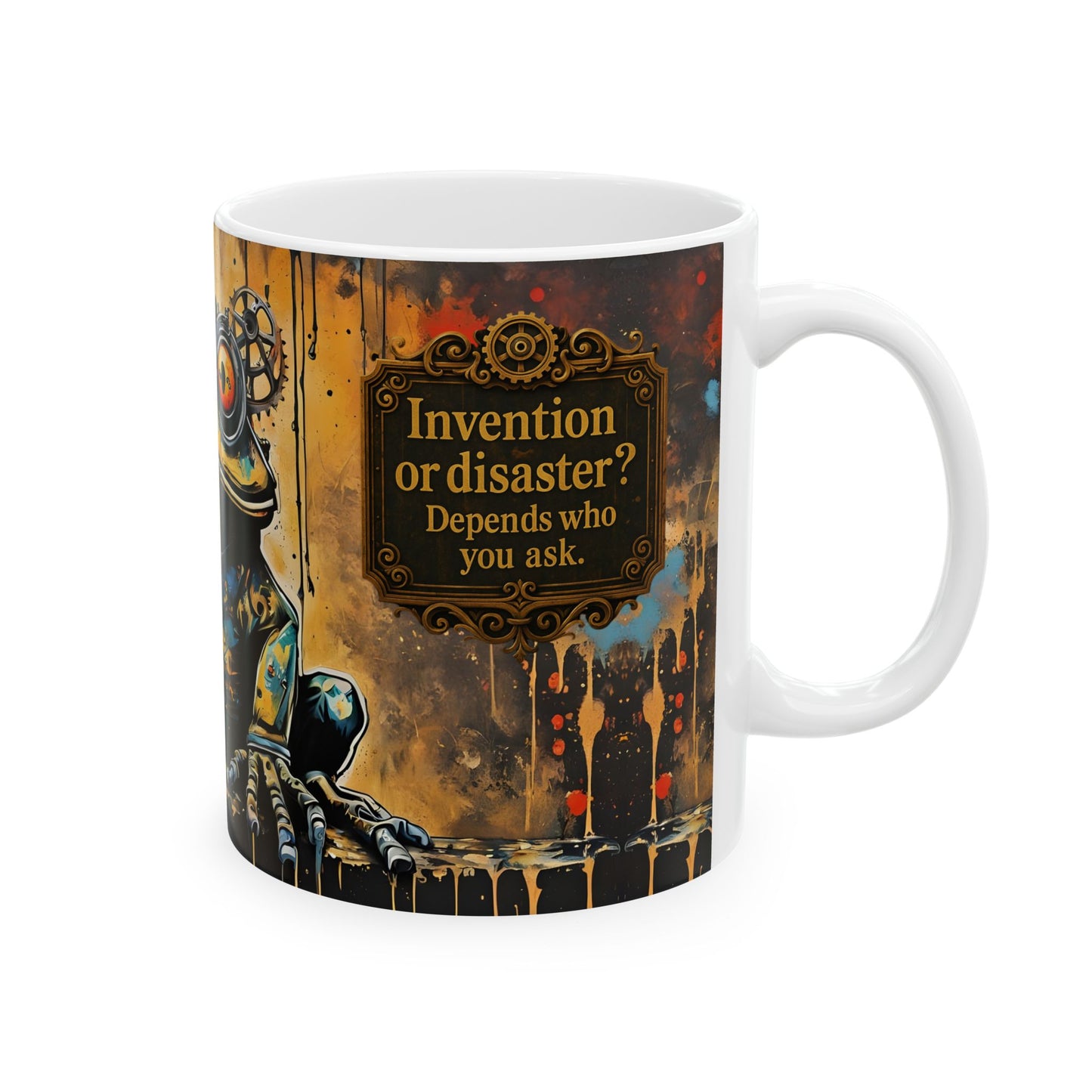 Quirky Frog Lover Mug - Toadrick Grimewell Steampunk Coffee Cup, Unique Ceramic Frog Mug, Cool Frog Gift, Fantasy Steampunk Drinkware
