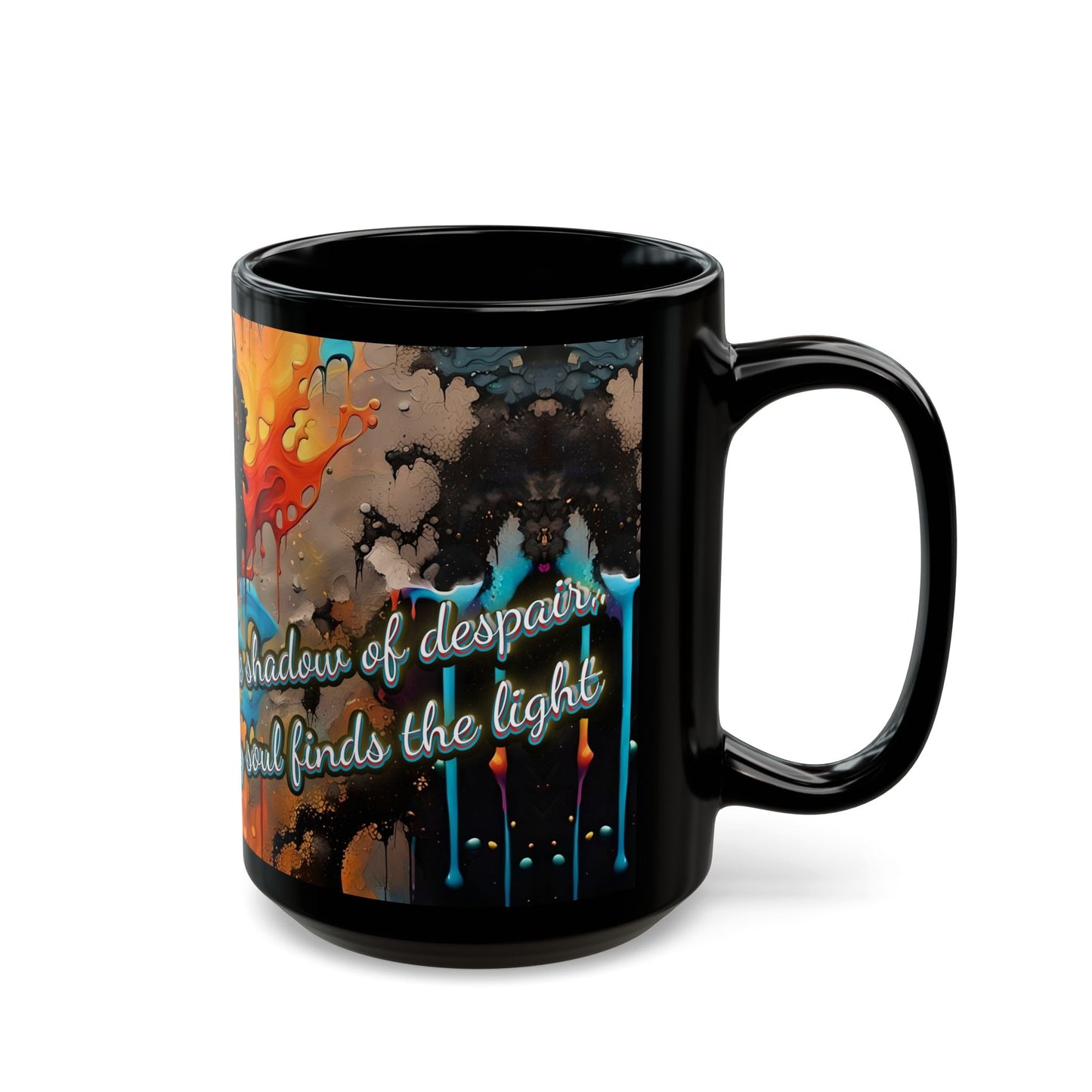 Inspirational Black Mug: "My Soul Finds the Light" - Motivational Coffee Cup