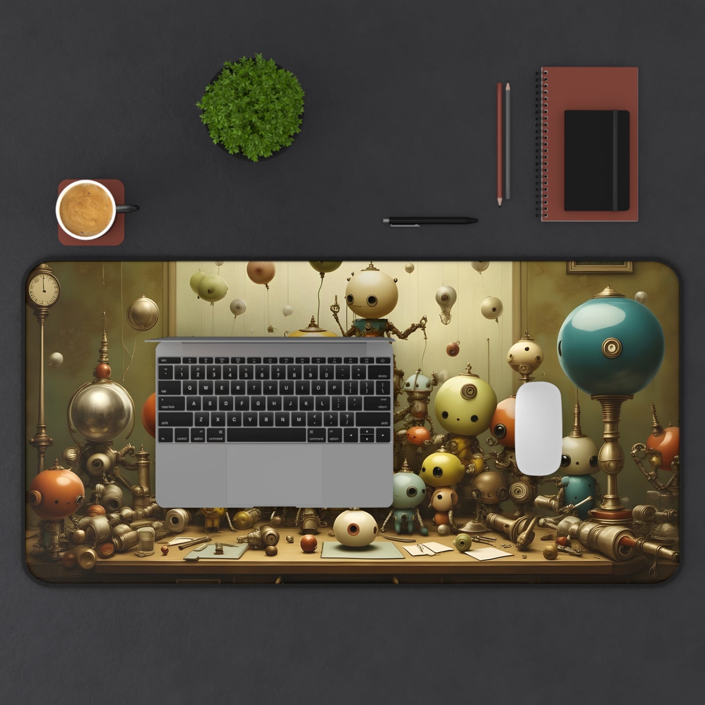 Whimsical Robot Desk Mat - Playful Office Decor, Gift for Gamers, Home Office Accessories, Fun Desk Pads, Unique Mouse Pad