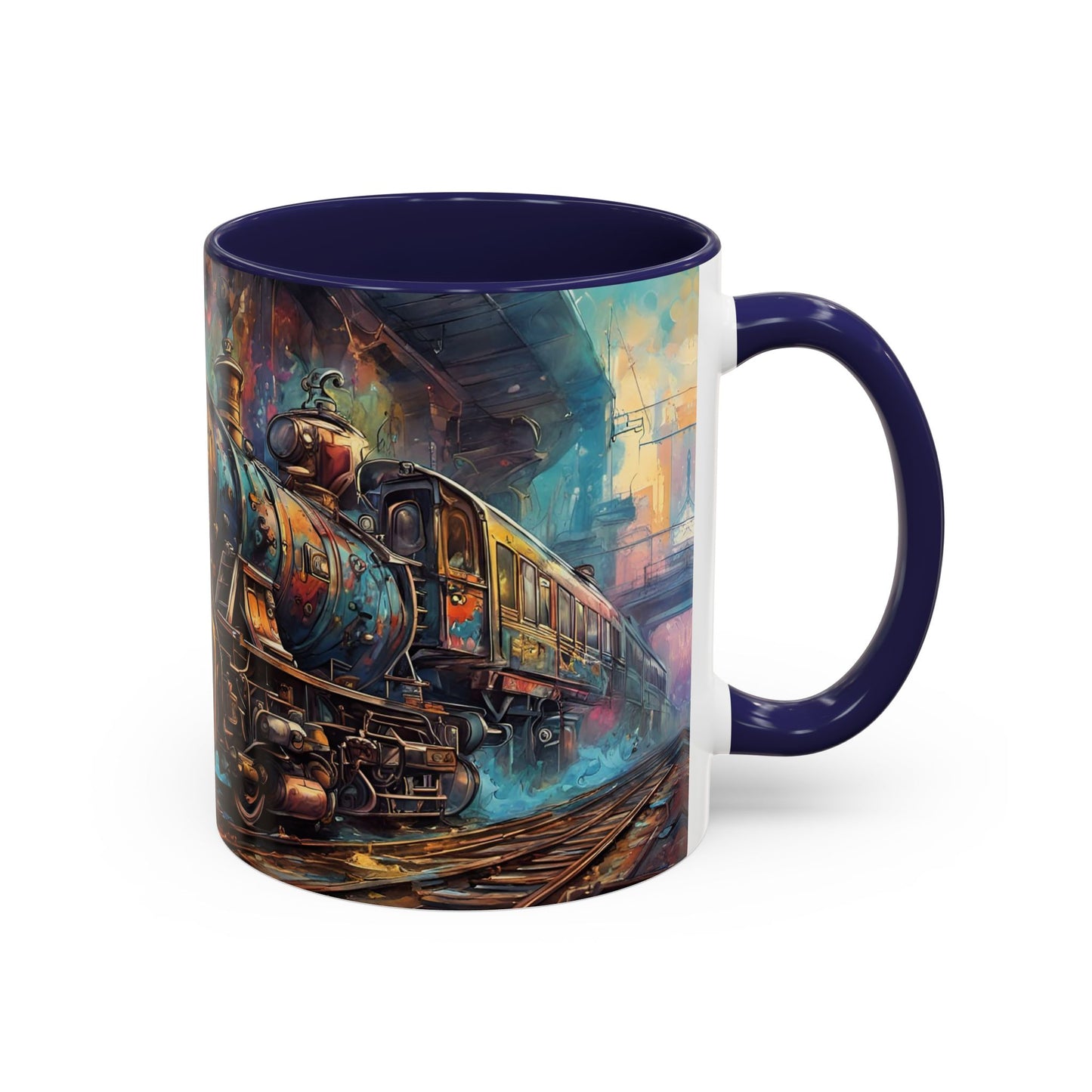 Steampunk Train Coffee Mug | Ceramic Railway Accent MUG | Train Lover Gift | Railway Accent Design | Coffee Cup Gift | Retro Style MUG