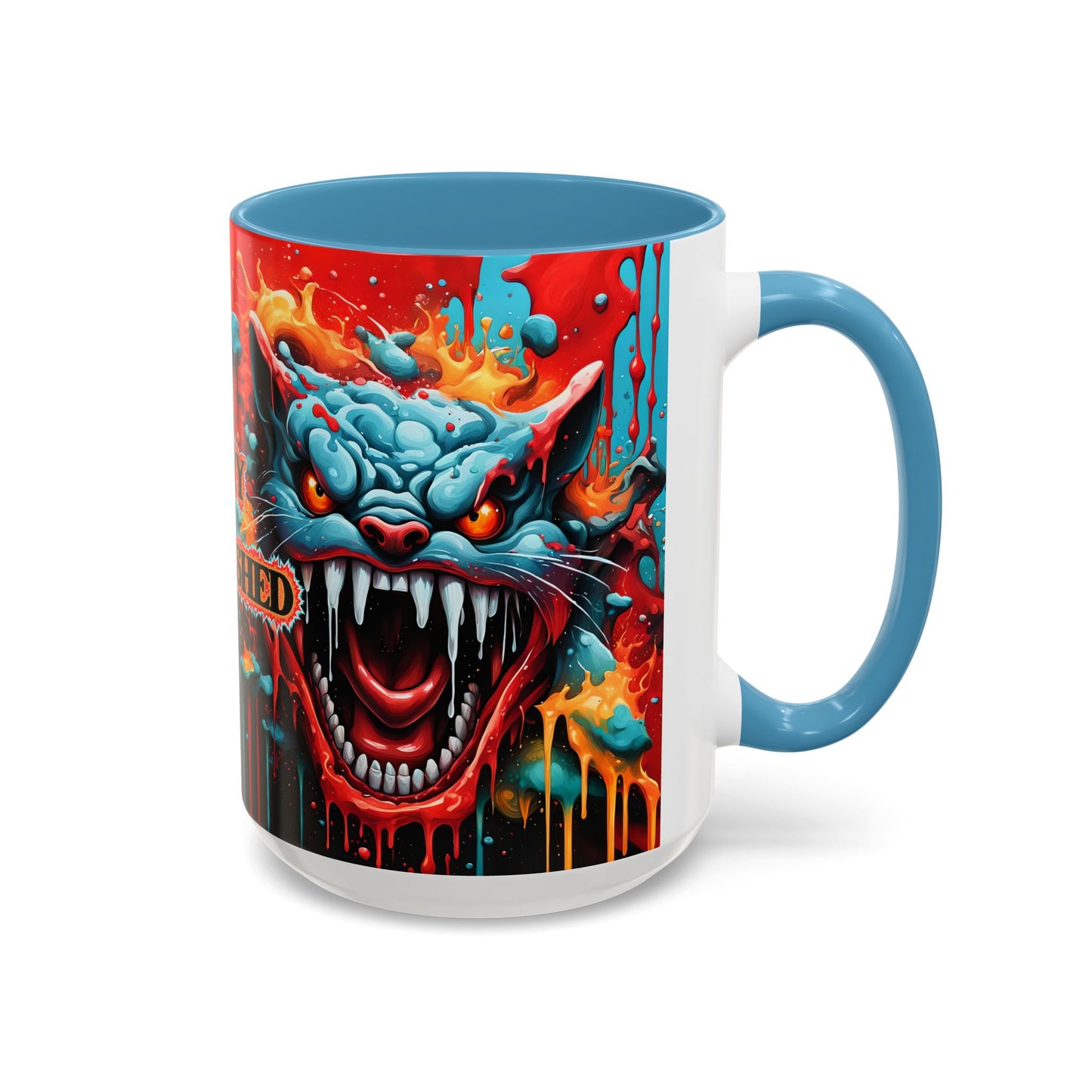Psychedelic Cat Mug: Vibrant Fierce Feline Art Coffee Cup