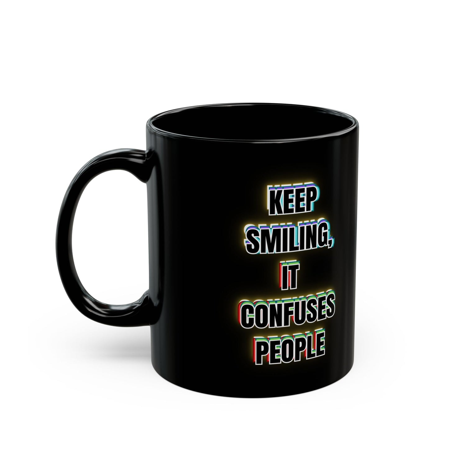 Keep Smiling Mug: Colorful Spiky Gear Art Coffee Cup
