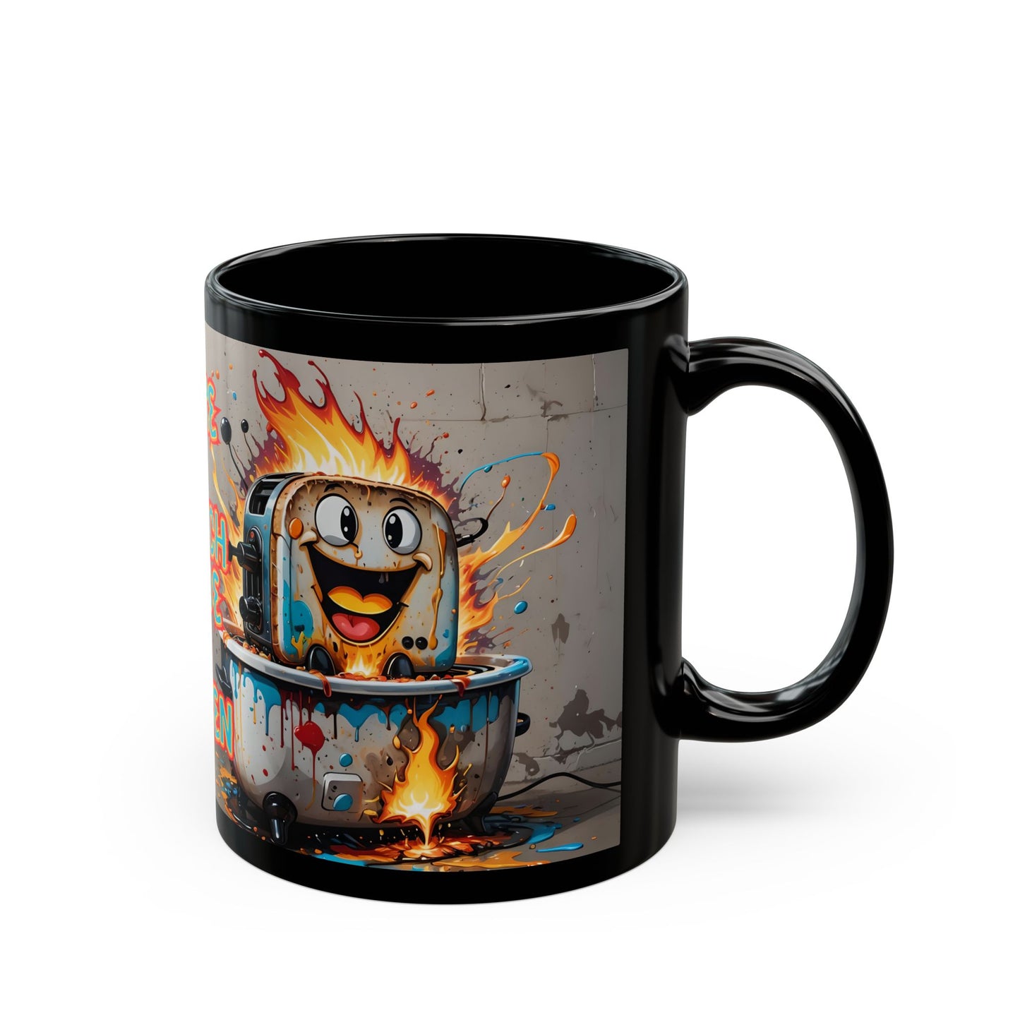 Humorous Toaster On Fire Ceramic Mug: Funny Coffee Cup Gift