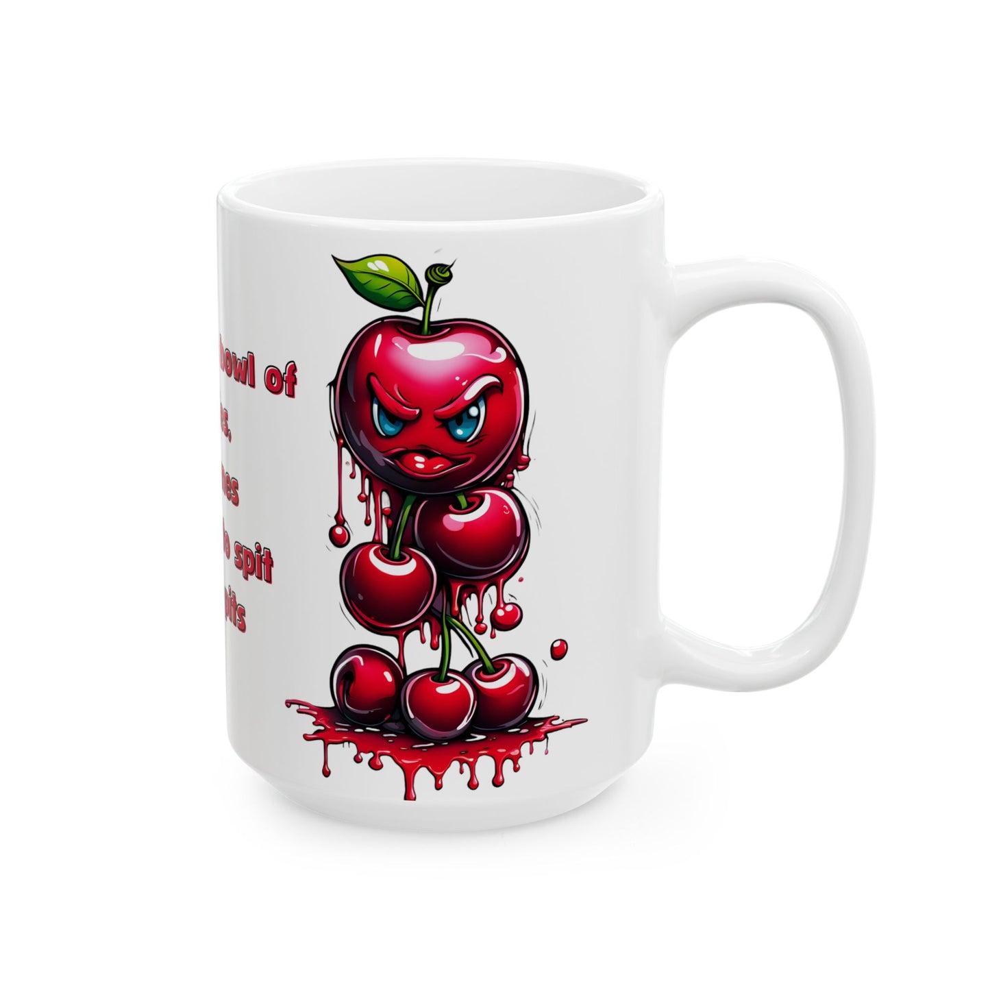 Inspirational Cherries Coffee Mug: Life Quote Ceramic Tea Cup