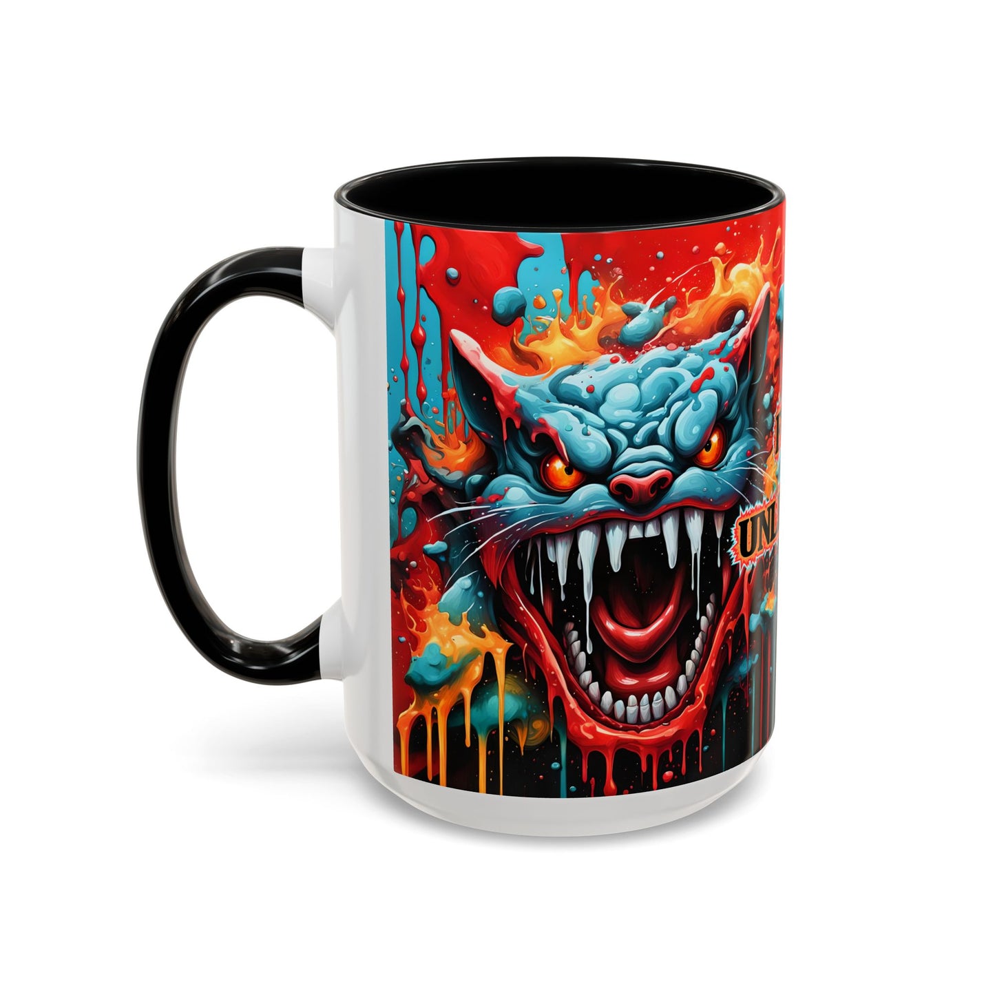 Psychedelic Cat Mug: Vibrant Fierce Feline Art Coffee Cup