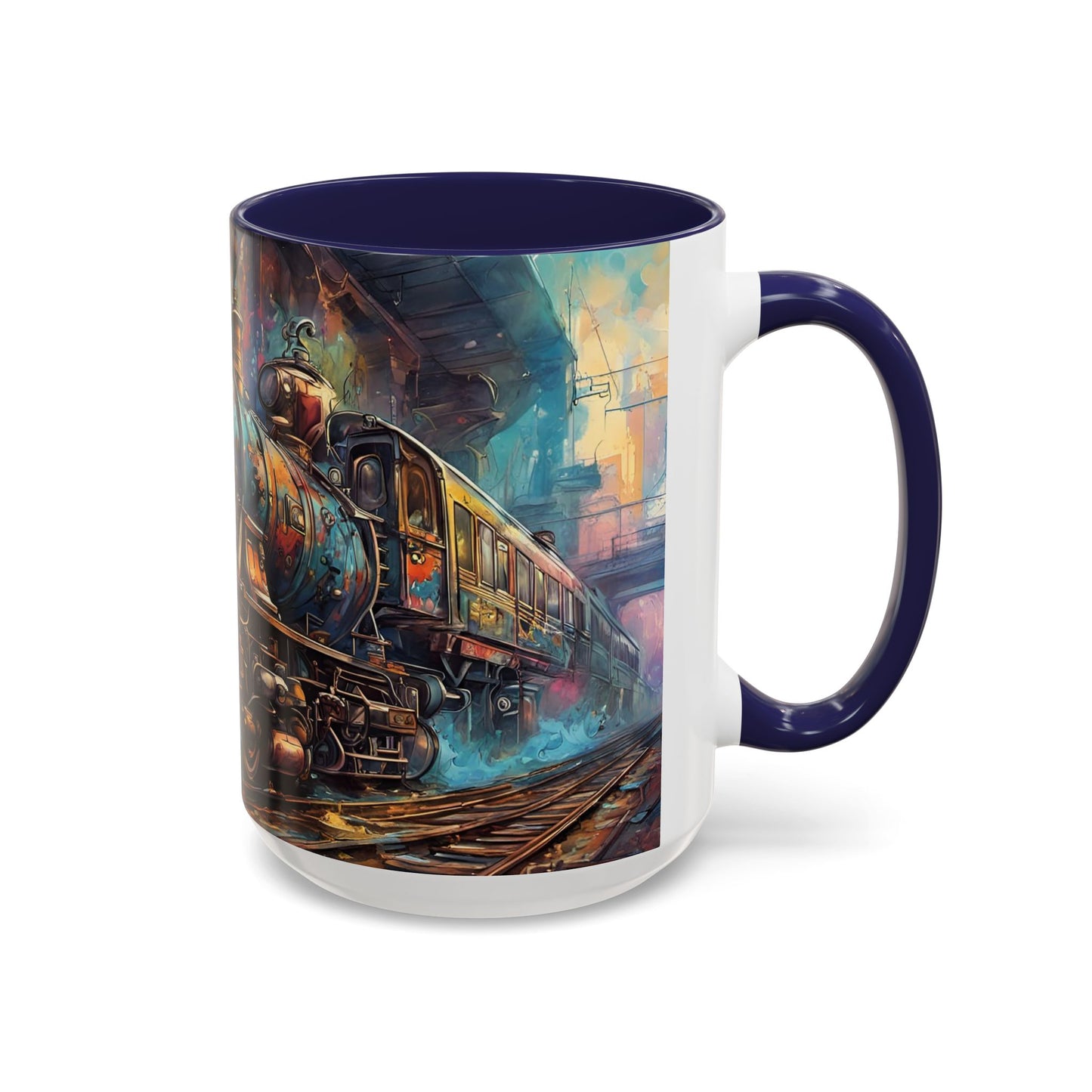 Steampunk Train Coffee Mug | Ceramic Railway Accent MUG | Train Lover Gift | Railway Accent Design | Coffee Cup Gift | Retro Style MUG