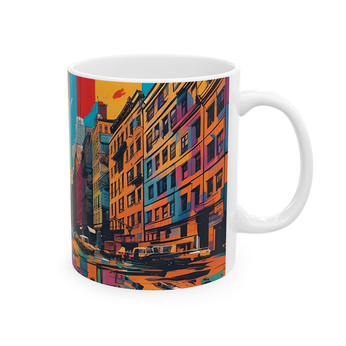 NYC Graffiti Art Coffee Mug: Vibrant Pop Art Ceramic Cup