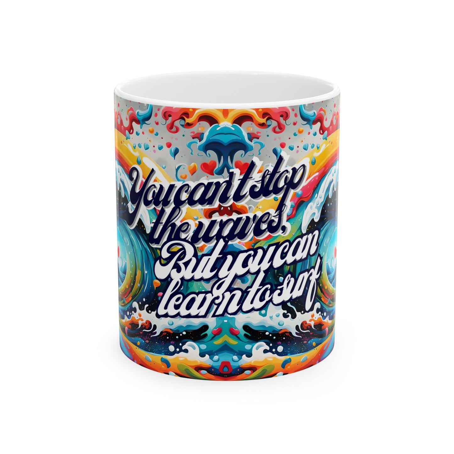 Psychedelic Wave Ceramic Coffee Mug: Boho Ocean Lover Gift