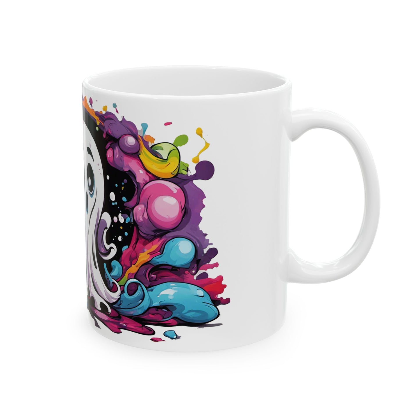 Cute Ghost Coffee Mug - Psychedelic Halloween Drinkware in 11oz & 15oz