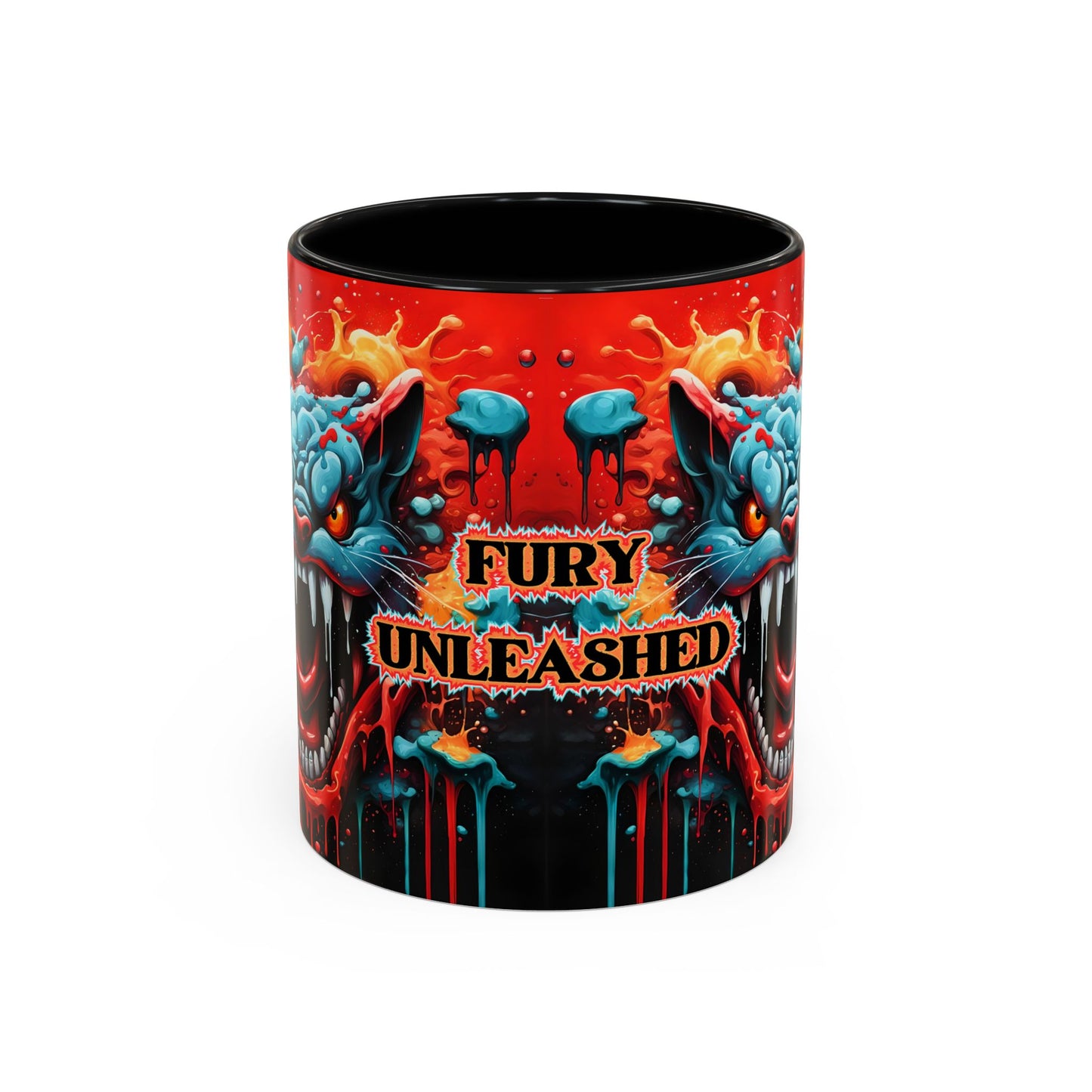 Psychedelic Cat Mug: Vibrant Fierce Feline Art Coffee Cup