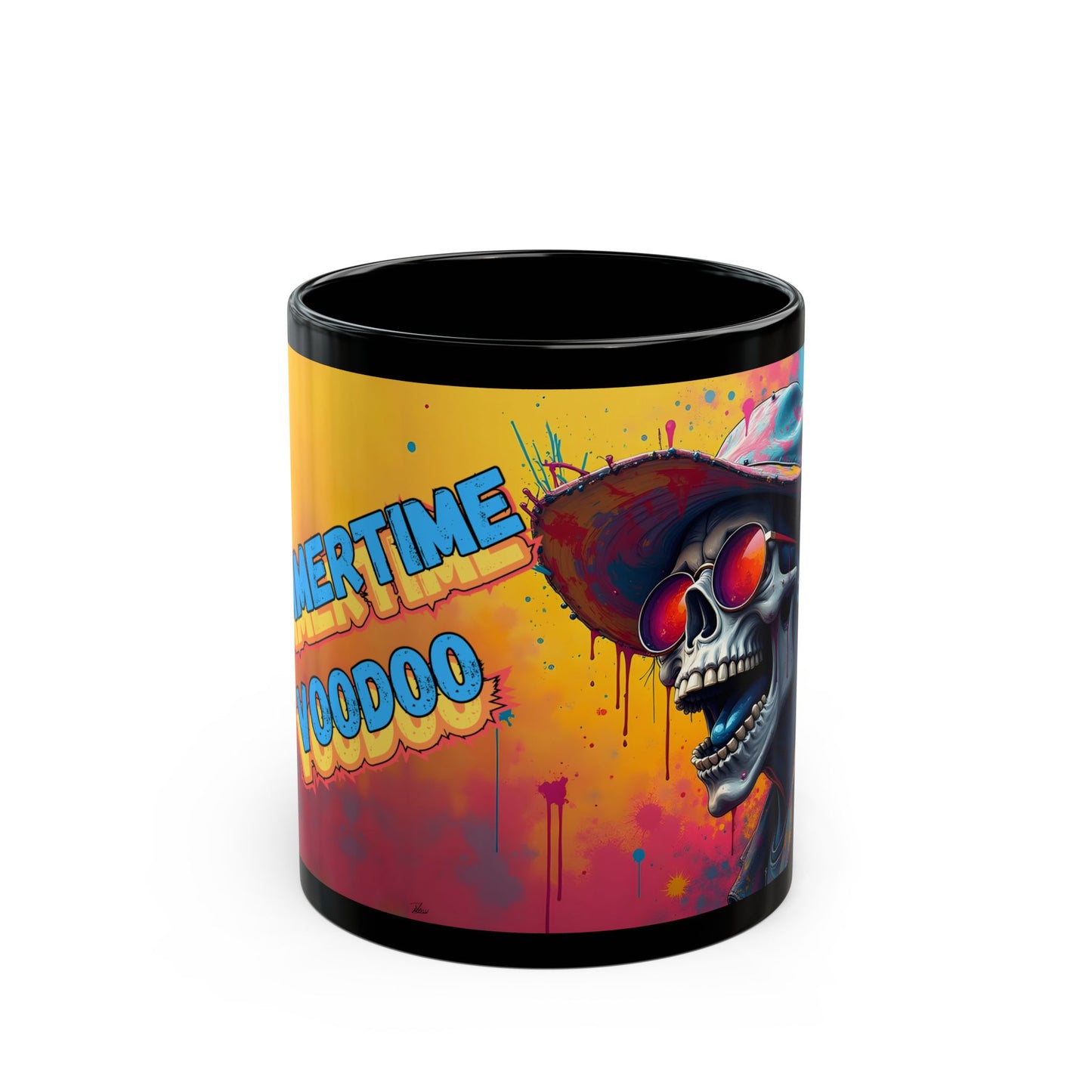 Psychedelic Skull Mug – Trippy Skeleton Art with Neon Acid Cowboy Chaos