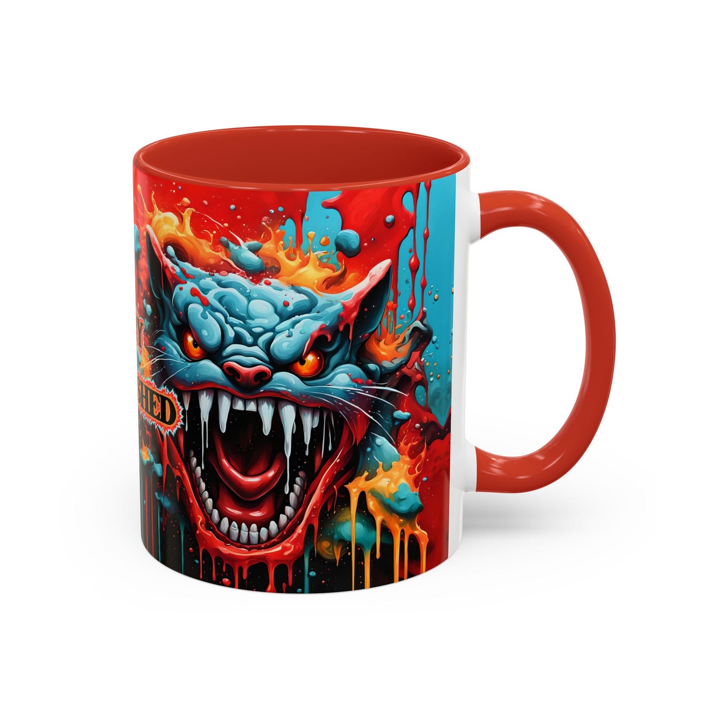 Psychedelic Cat Mug: Vibrant Fierce Feline Art Coffee Cup