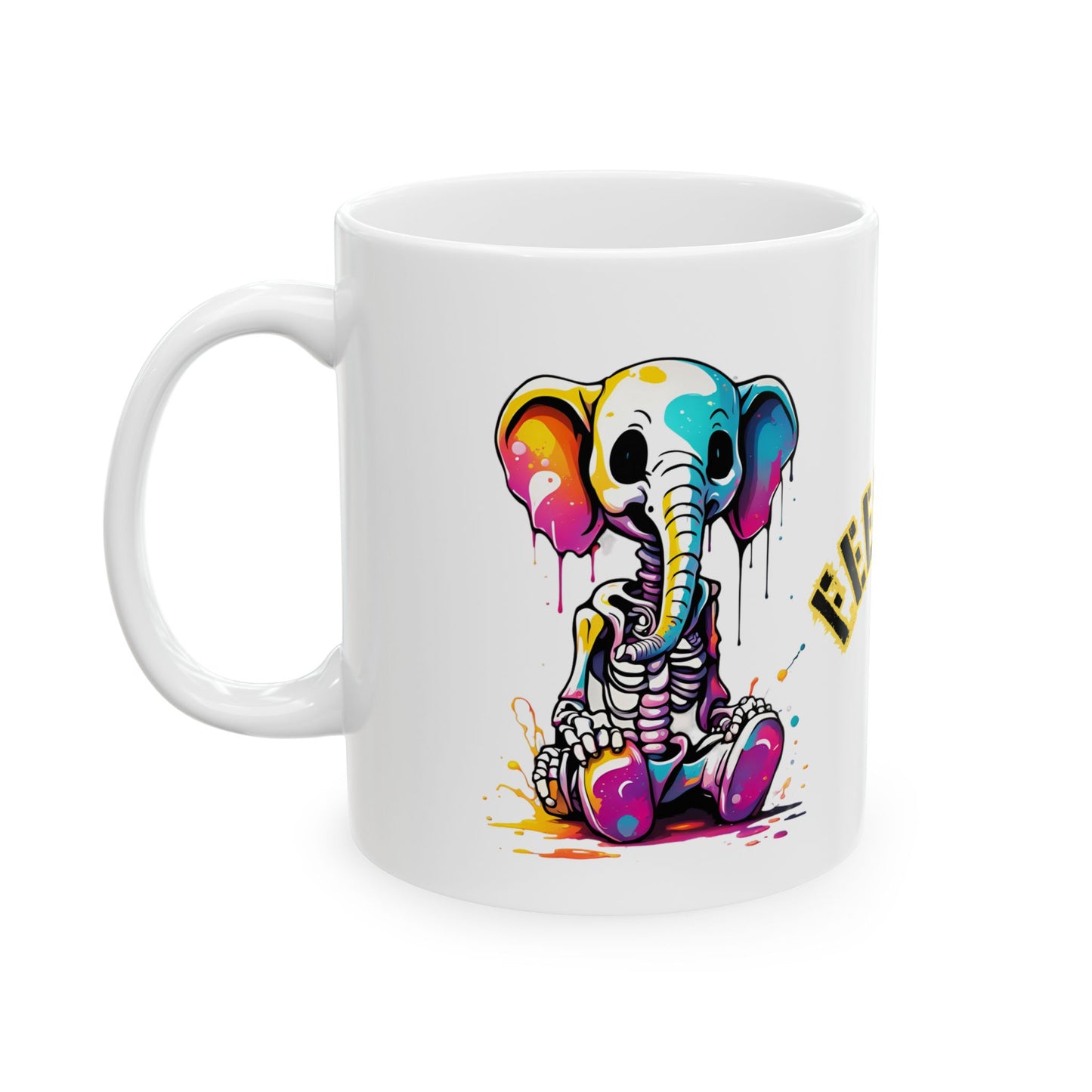 Feed Me Creative Ceramic Mug, Coffee Lover Gift, Art Mug, Vibrant Drinkware, Unique Kitchen Decor, Funny Gift Idea