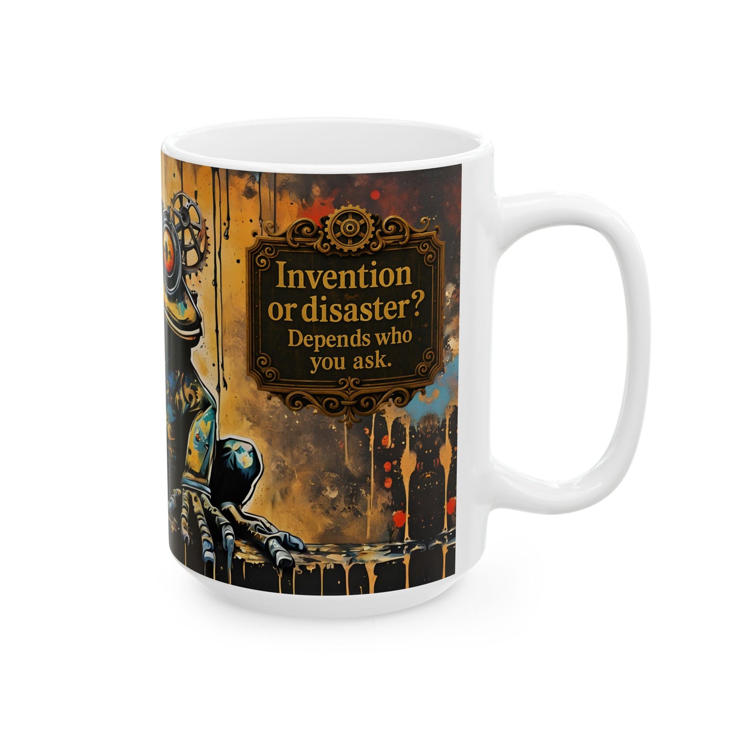Quirky Frog Lover Mug - Toadrick Grimewell Steampunk Coffee Cup, Unique Ceramic Frog Mug, Cool Frog Gift, Fantasy Steampunk Drinkware