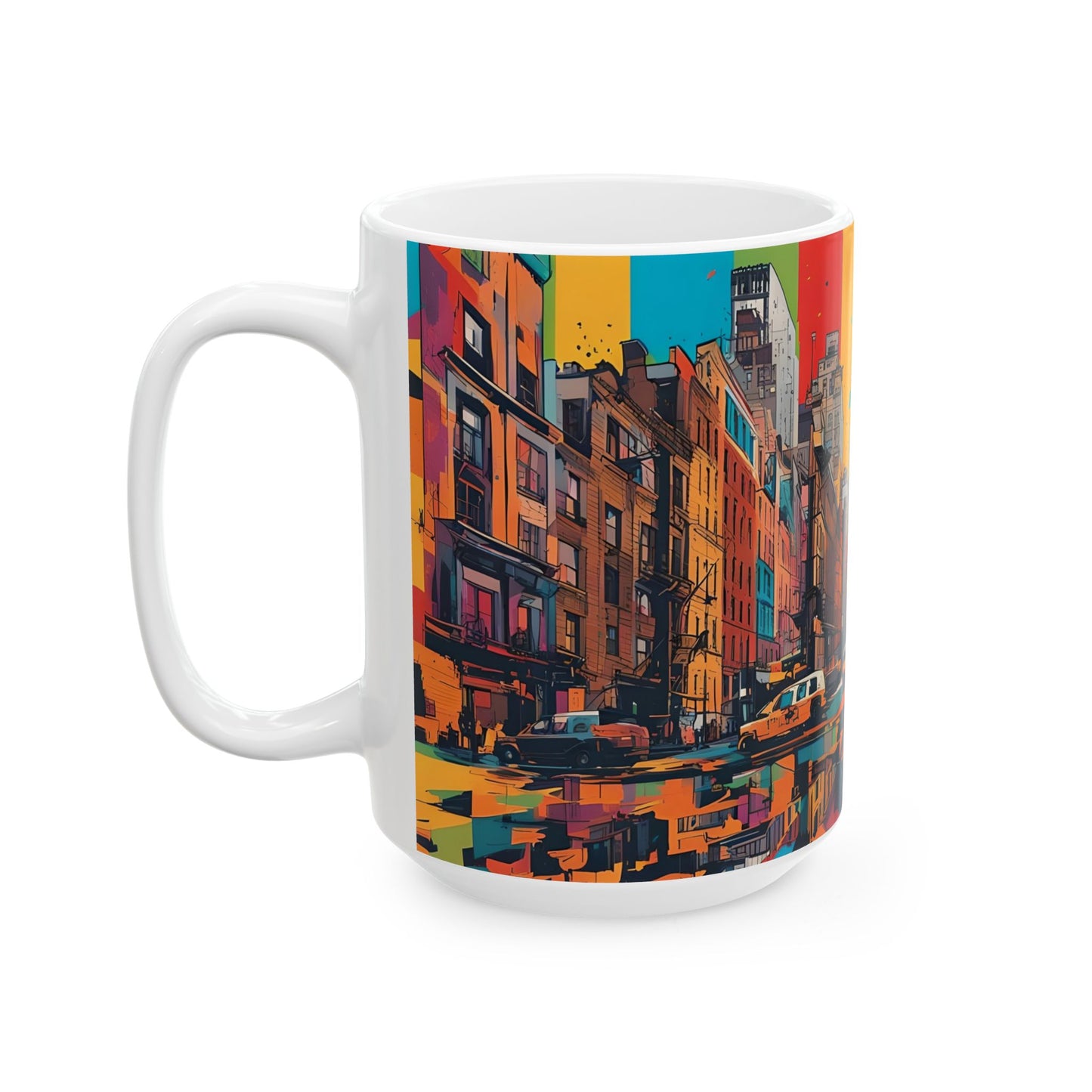 NYC Graffiti Art Coffee Mug: Vibrant Pop Art Ceramic Cup