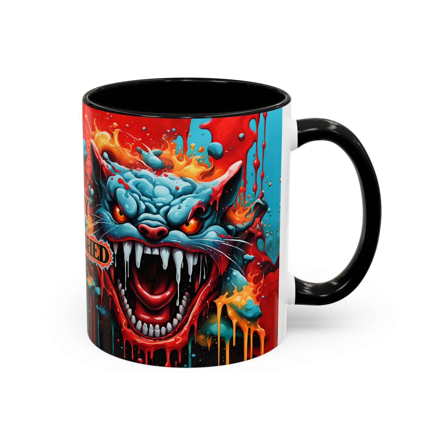 Psychedelic Cat Mug: Vibrant Fierce Feline Art Coffee Cup