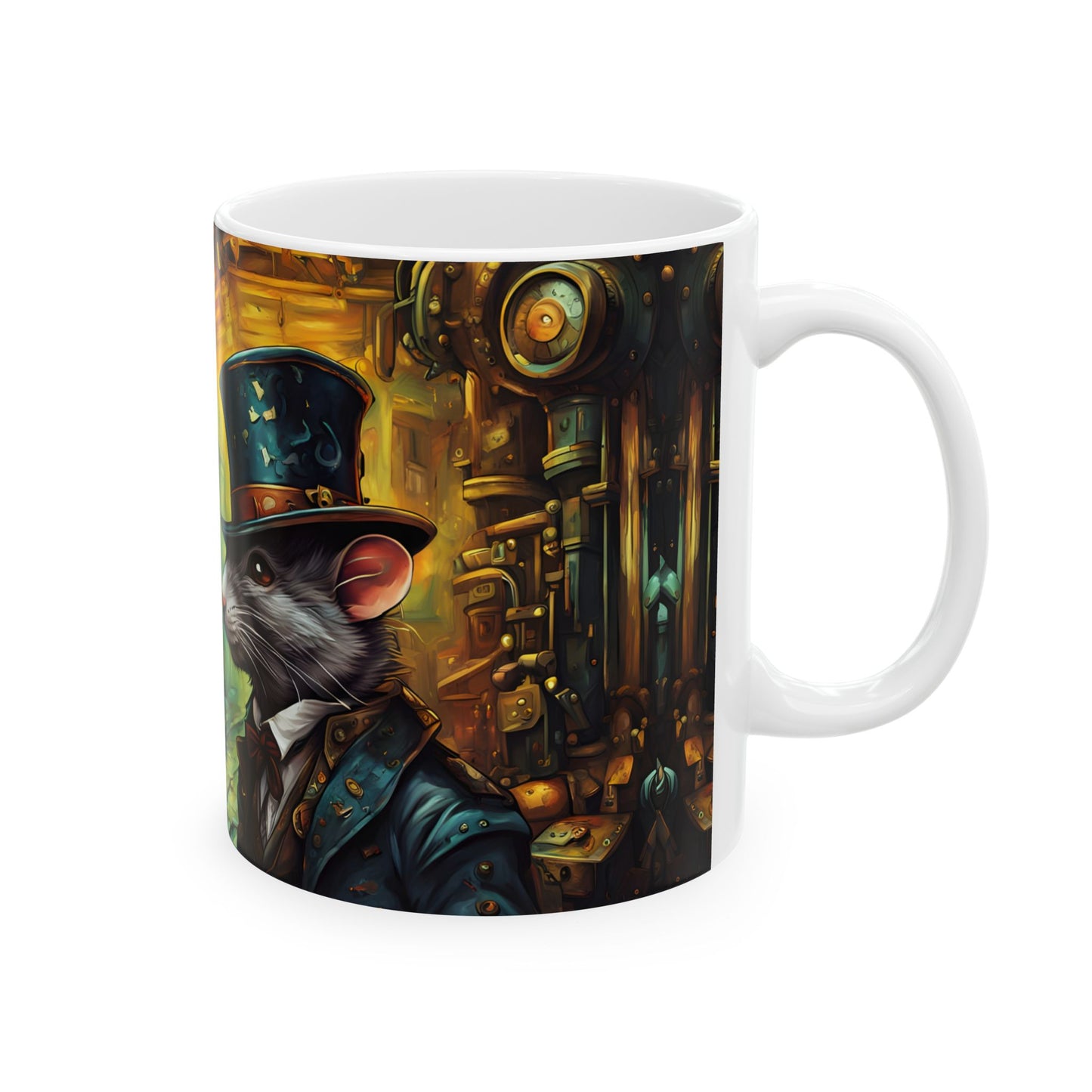 Steampunk Rat Ceramic Mug, Whimsical Coffee Cup for Animal Lovers, Unique Gift for Birthdays, Home Decor, Tea Lovers - Remy & Basil