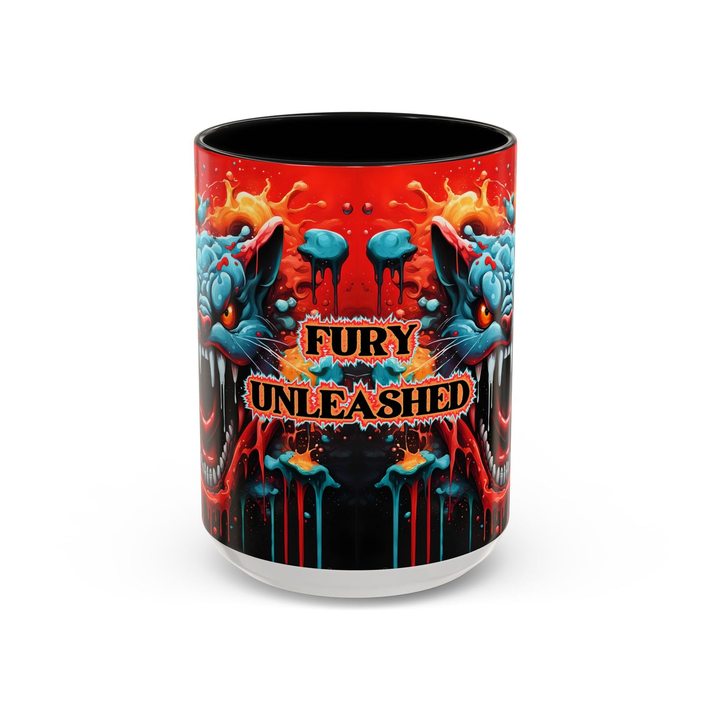 Psychedelic Cat Mug: Vibrant Fierce Feline Art Coffee Cup