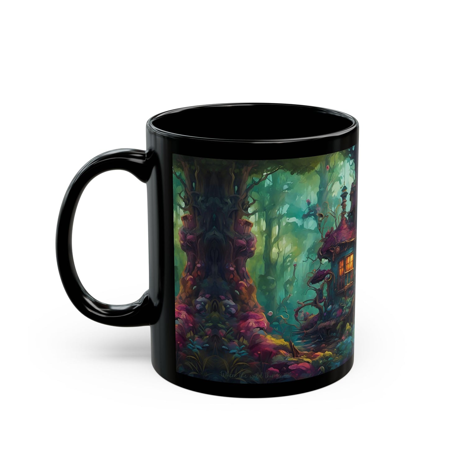 Enchanted Forest Cottage Mug: Whimsical Coffee Cup with Hidden Message