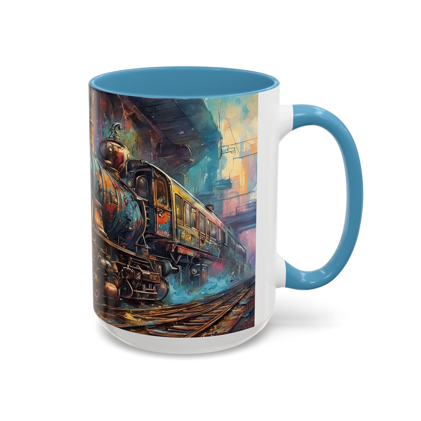 Steampunk Train Coffee Mug | Ceramic Railway Accent MUG | Train Lover Gift | Railway Accent Design | Coffee Cup Gift | Retro Style MUG