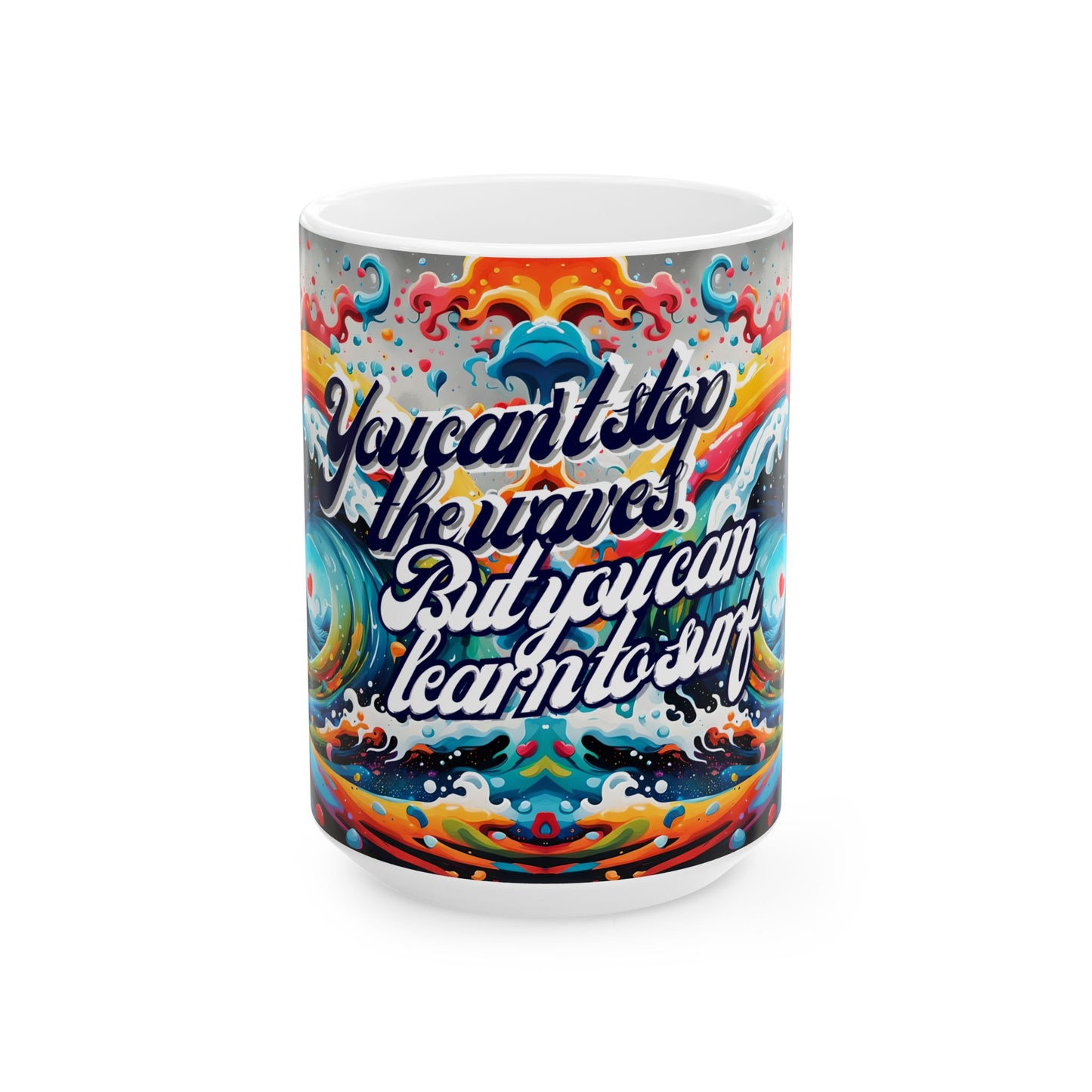 Psychedelic Wave Ceramic Coffee Mug: Boho Ocean Lover Gift