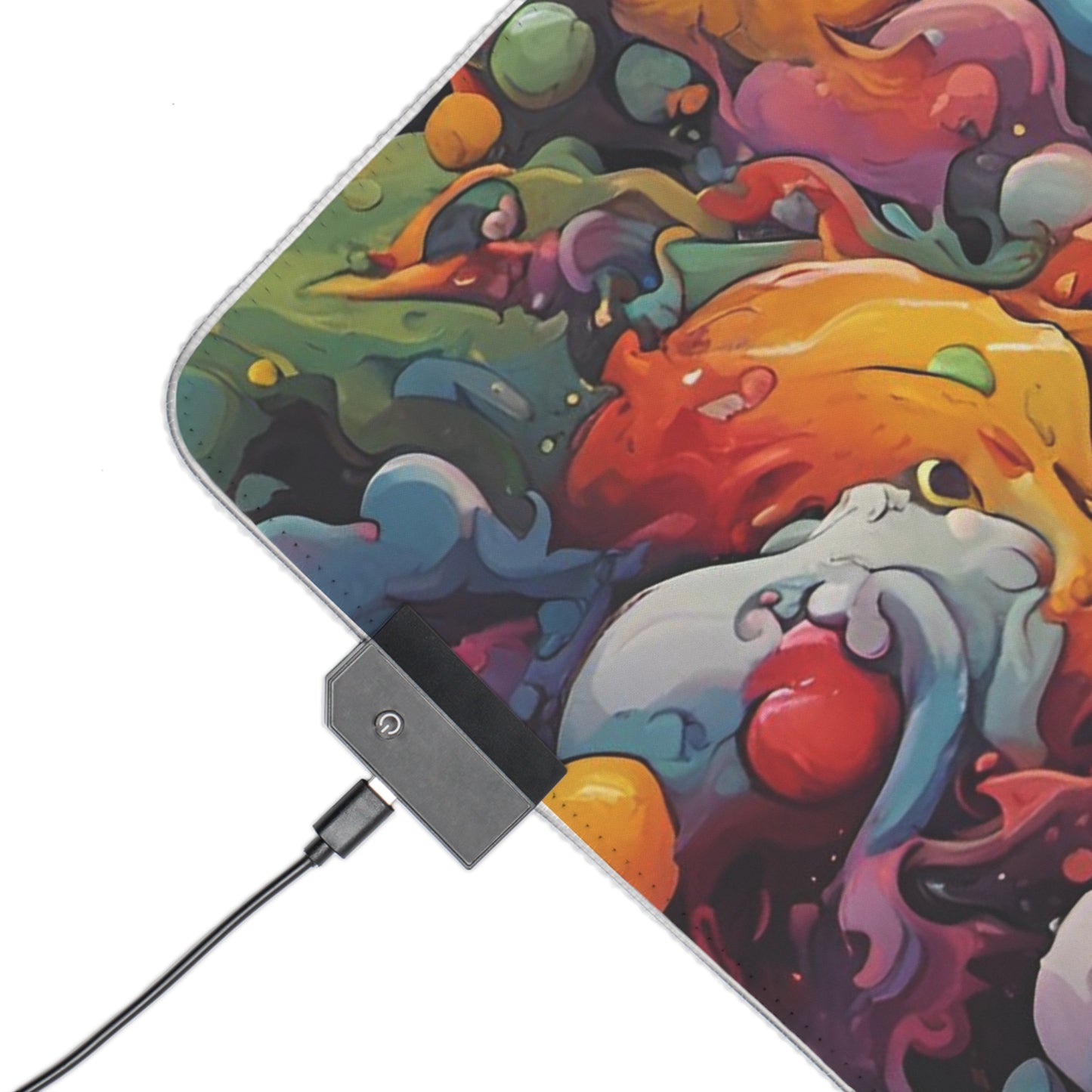 Mr. Happy Chaos RGB Gaming Mouse Pad: Large LED Desk Mat